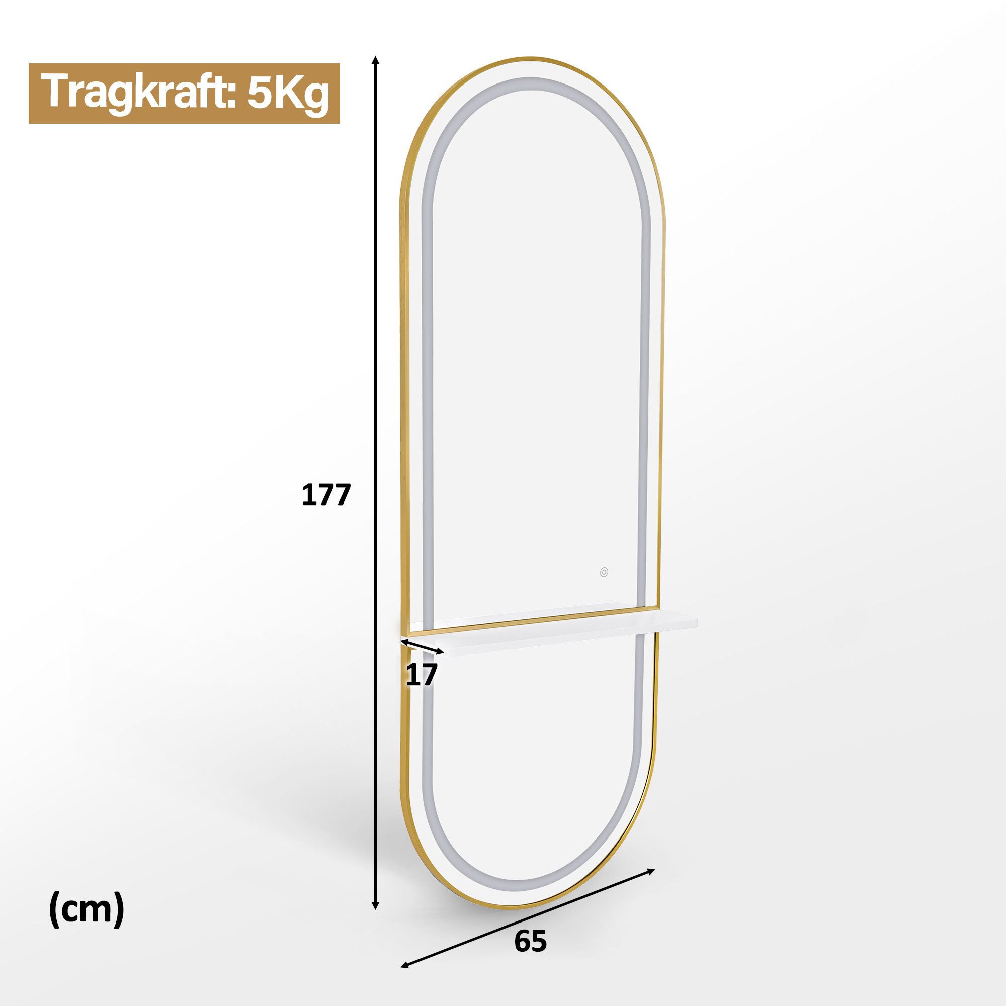Barberpub Wandspiegel BarberPub Wandspiegel mit Beleuchtung, Ganzkörperspiegel J6270/J6271, mit Aluminiumrahmen, Touch-Schalter, 3 Lichtfarben Dimmbar
