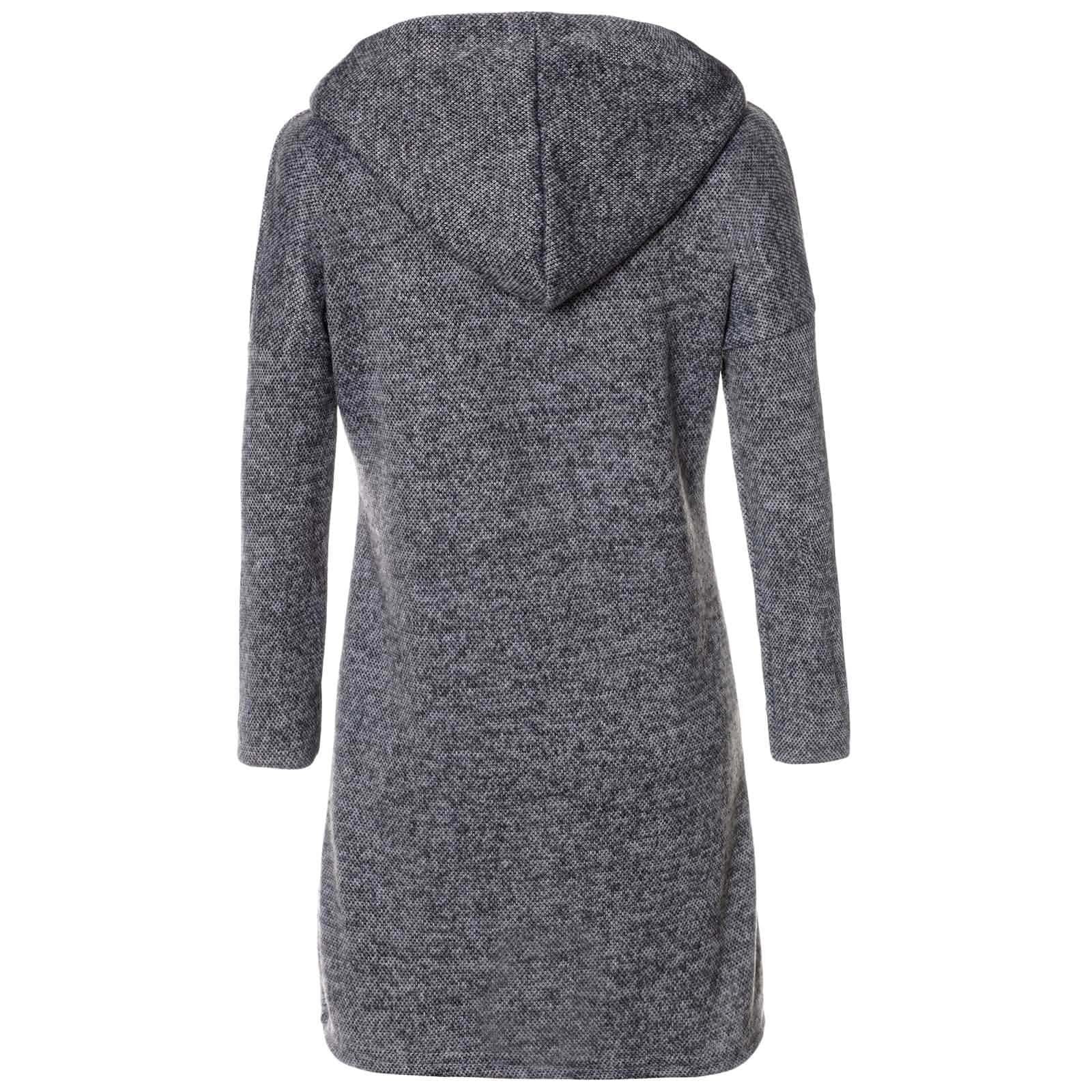 Blusenkleid mit Anthrazit Pullover-Kleid (1-tlg) Mädchen Kängurutasche Kapuze BEZLIT