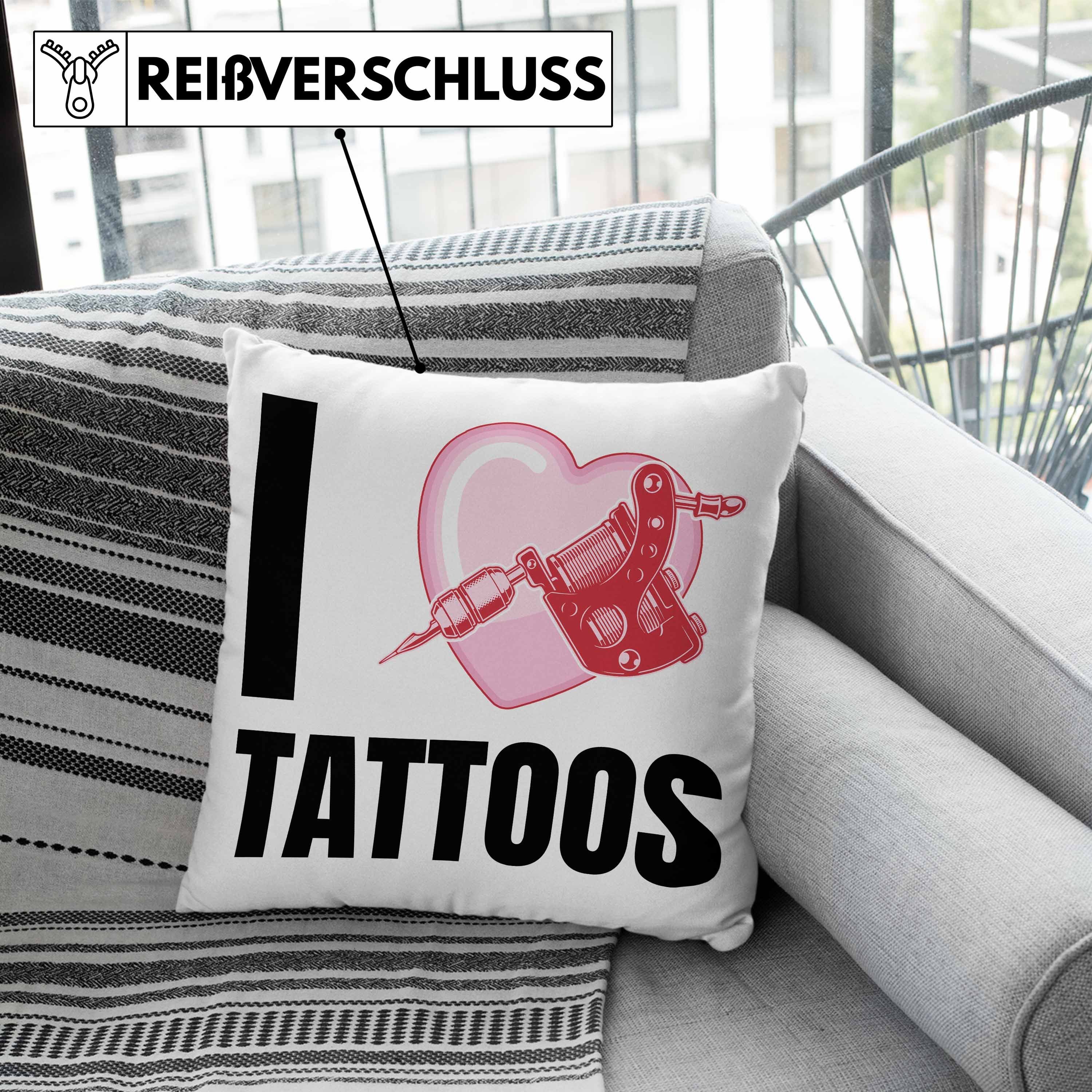 Tattoos 40x40 Love Trendation Trendation mit Tattoowiererin Füllung - Männer Dekokissen I Geschenk Spruch Frauen Grün Tattoowierer Geschenkidee Kissen Dekokissen