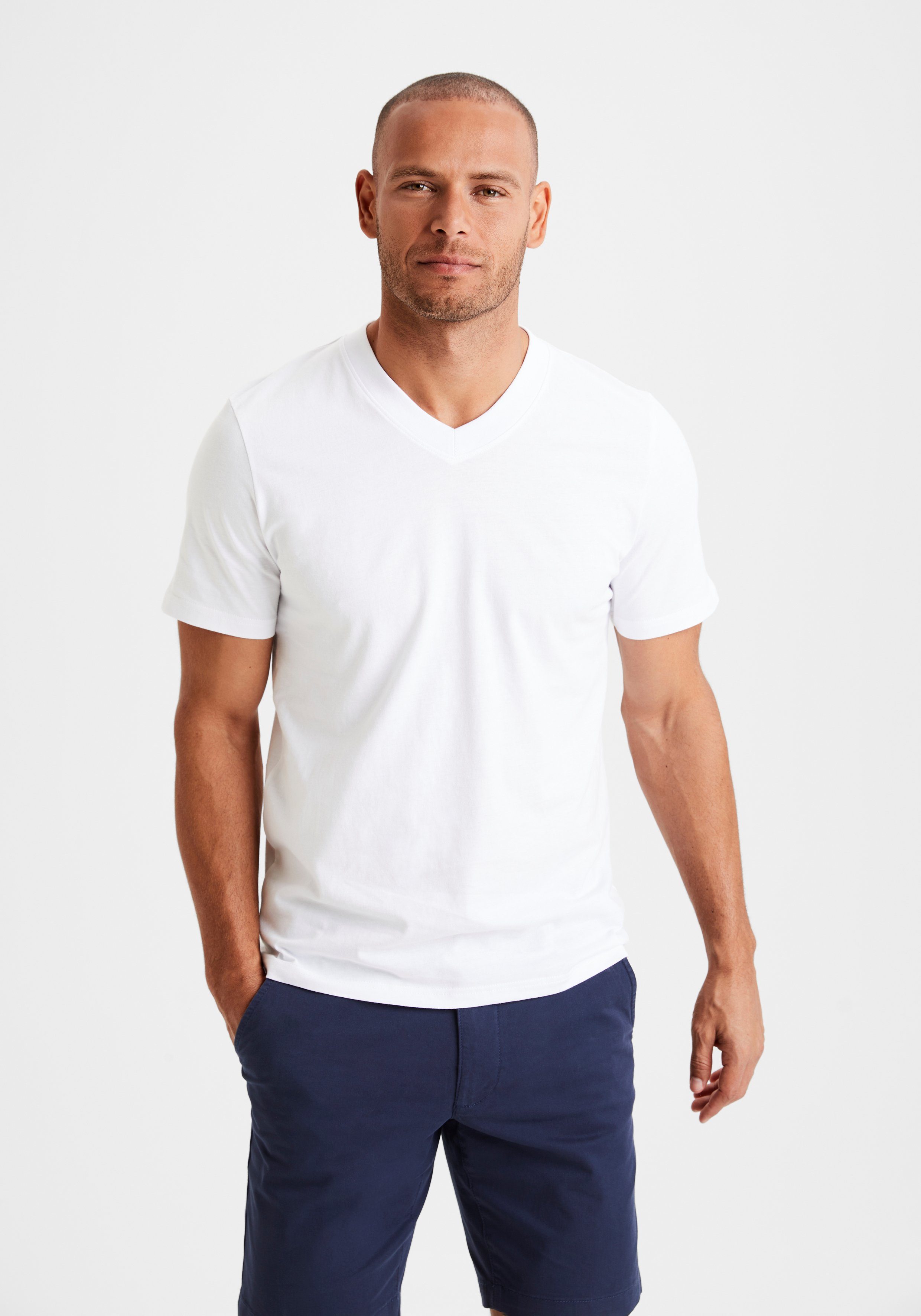 KangaROOS T-Shirt Regular Fit, (2er-Pack) Freizeitshirt mit Kurzarm, V-Ausschnitt aus reine Baumwolle
