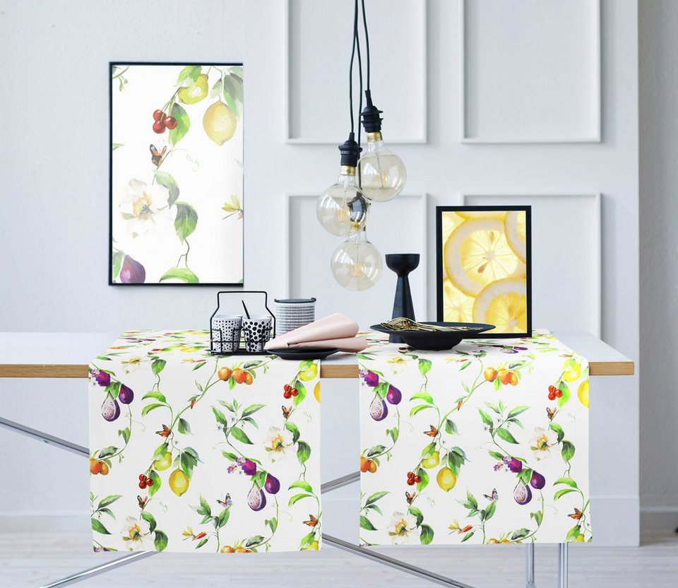 APELT Tischläufer 6851 SUMMERTIME, Sommerdeko, Sommer (1-tlg), mit Blüten  und Früchten, Digitaldruck