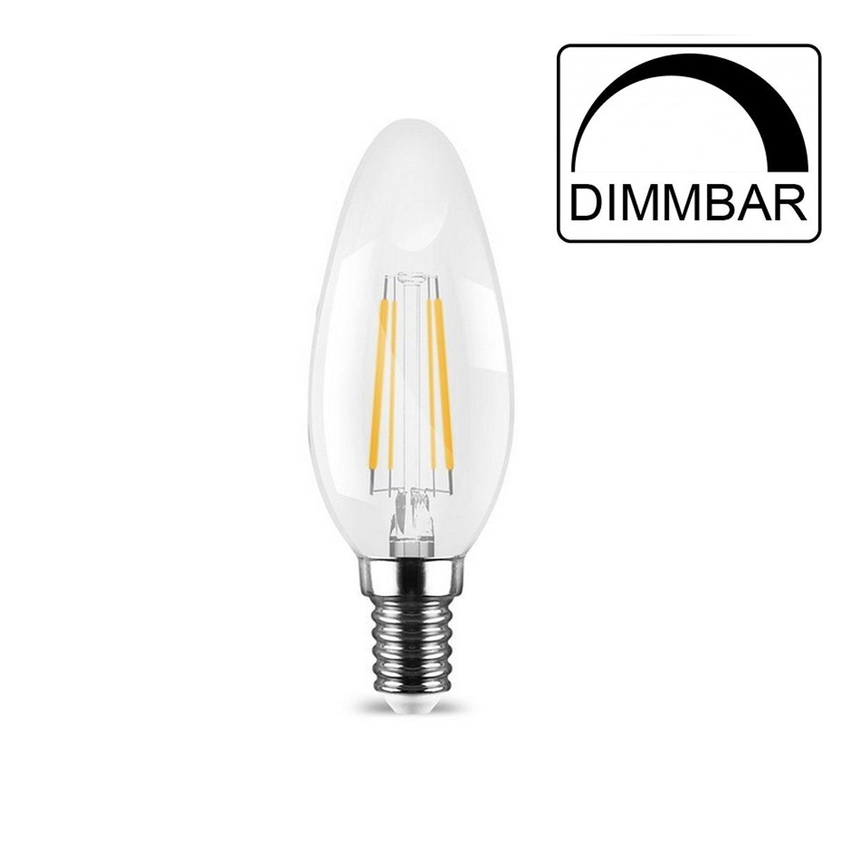 Dimmbare Braytron LED Leuchtmittel Birne 1 470 Warmweiß, 4 LED-Leuchtmittel Kerze 2700K klar C35 W St., C35 klar Klein, Glas Lumen Warmweiß Glas E14 Birne