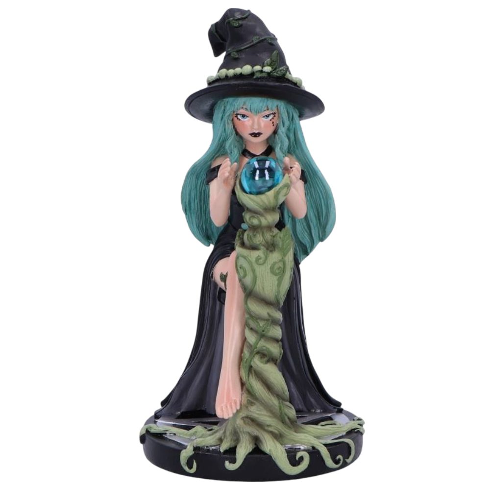Dark-Desires Dekoobjekt Sage – Fanatsy Hexenfigur 17,5 cm Hexe mit Glaskugel Witchy