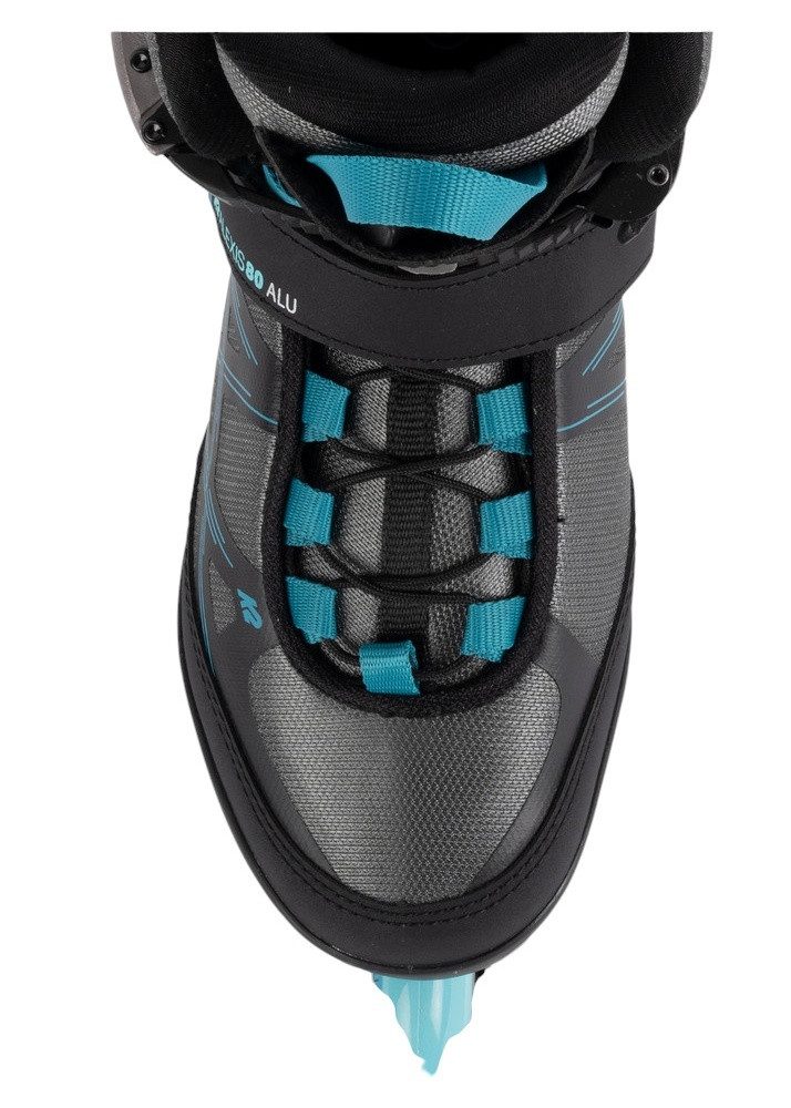 K2 Inlineskates Alexis 80 Alu (Rollen: 80mm/82A, Kugellager: ABEC 5) grau/cyanblau