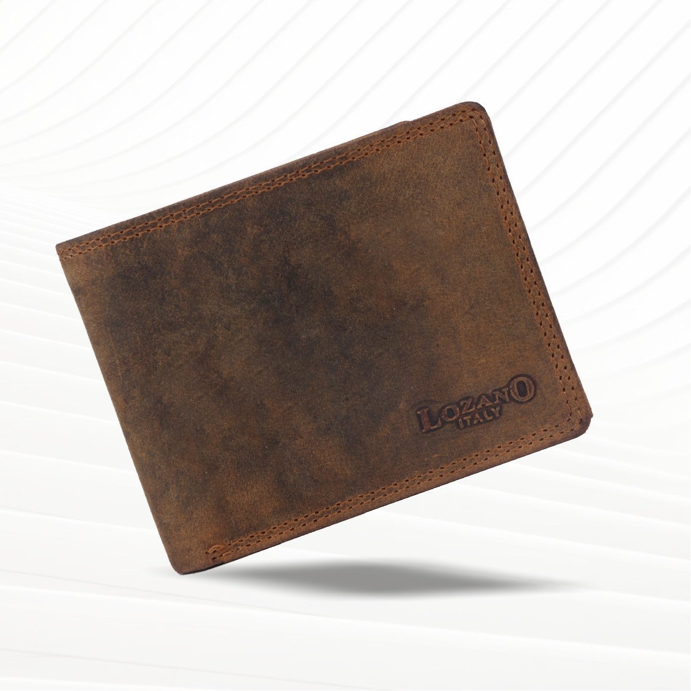 LOZANO Italy Bauchtasche LZ-104 W-101 (1x Geldbörse, 1-tlg., Lieferumfang), 100 % Büffel-Vollleder Herren-Geldbörse