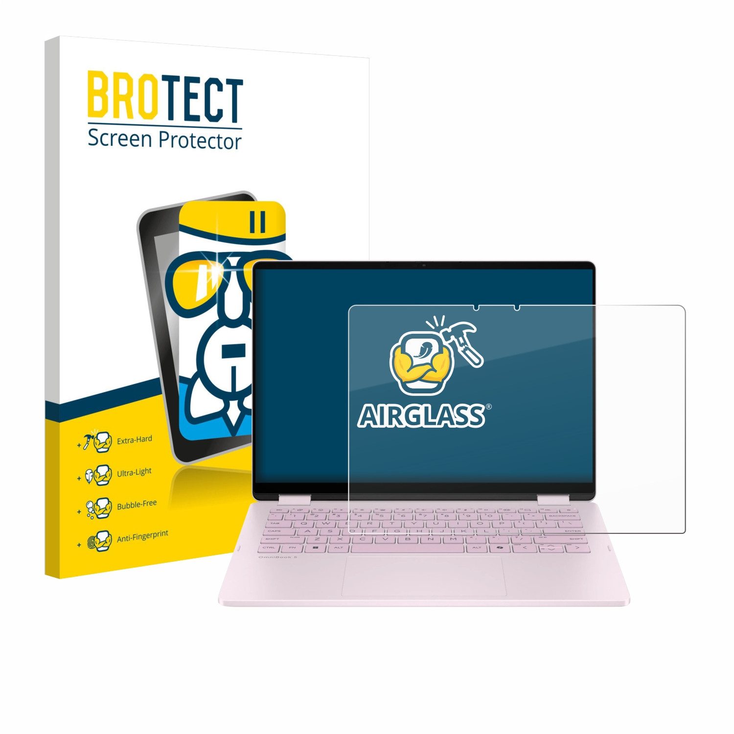 BROTECT Displayschutzglas Folie für HP OmniBook 5 Flip 14 14-fp0153ng, Schutzfolie Glas Panzer Display Schutz klar