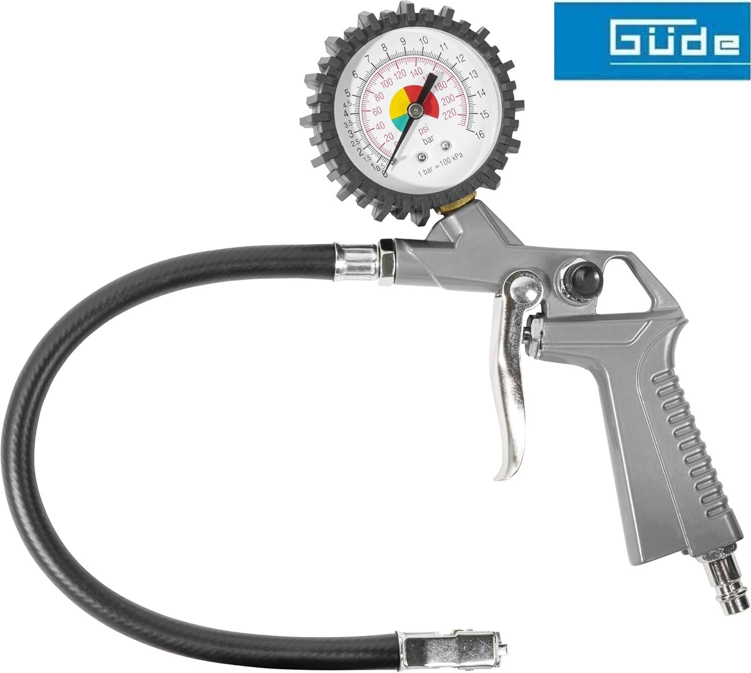 Güde Druckluftgeräte-Set Güde Reifenfüller (Manometer, 0 - 12 bar Michelin-Metall-Ventilstecker