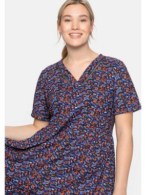 Sheego Shirtkleid Große Größen mit Paisleydruck und Lochspitze