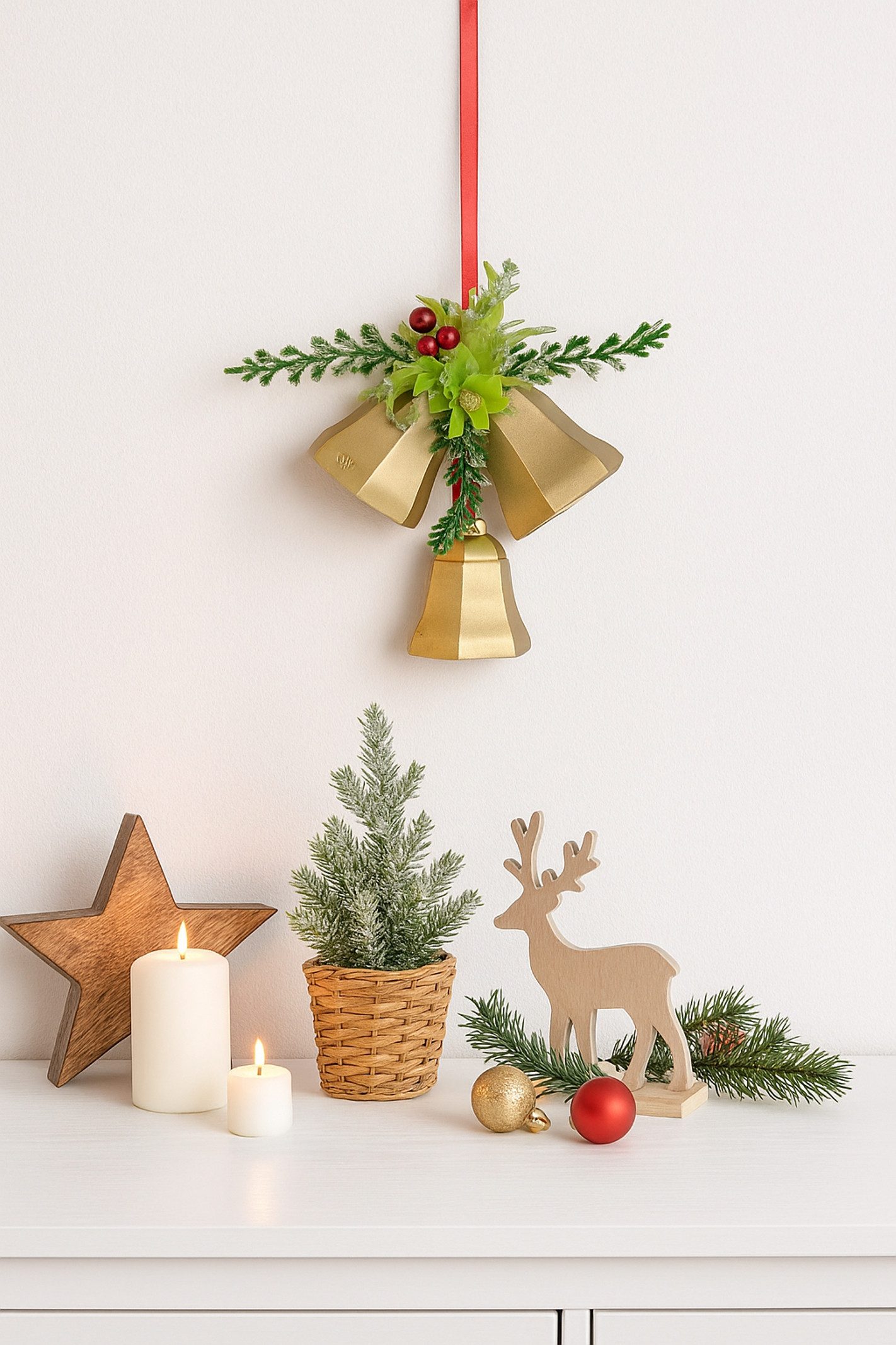 I.GE.A. Dekohänger Glocken, zum Hängen, 2er Set, Weihnachtsdeko Kranzdeko