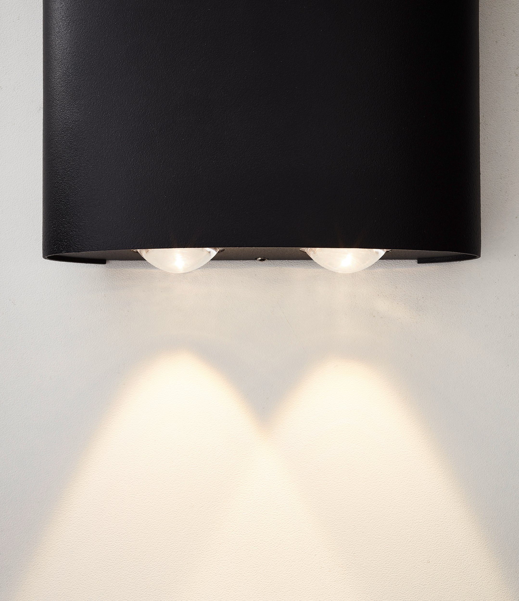 Lightbox LED Außen-Wandleuchte, LED x 14 3000K, Lichteffekt, fest x Außenwandlampe, 1400lm, 5cm, integriert, LED schwarz 13 warmweiß