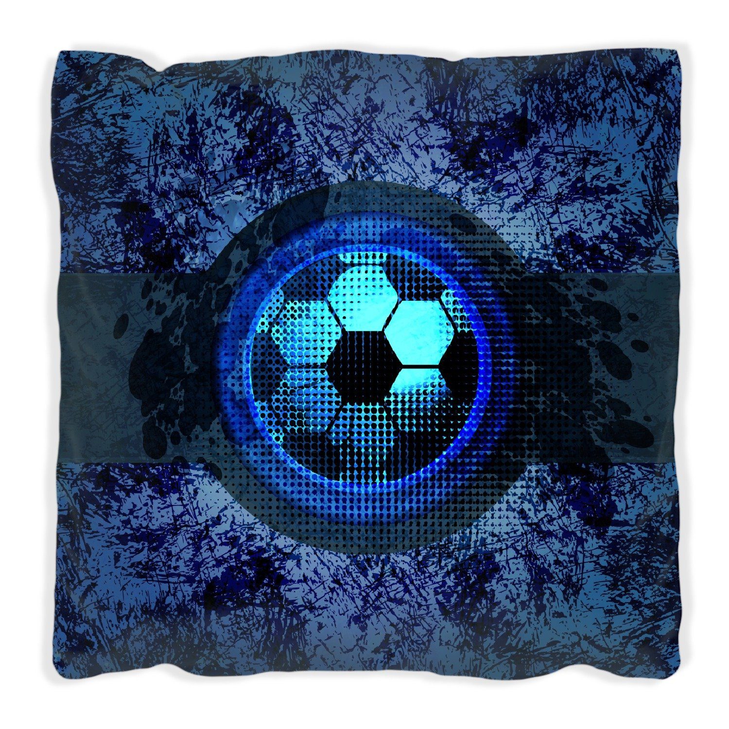 Wallario Dekokissen Fußball Design - Abstraktes Muster in blau, handgenäht