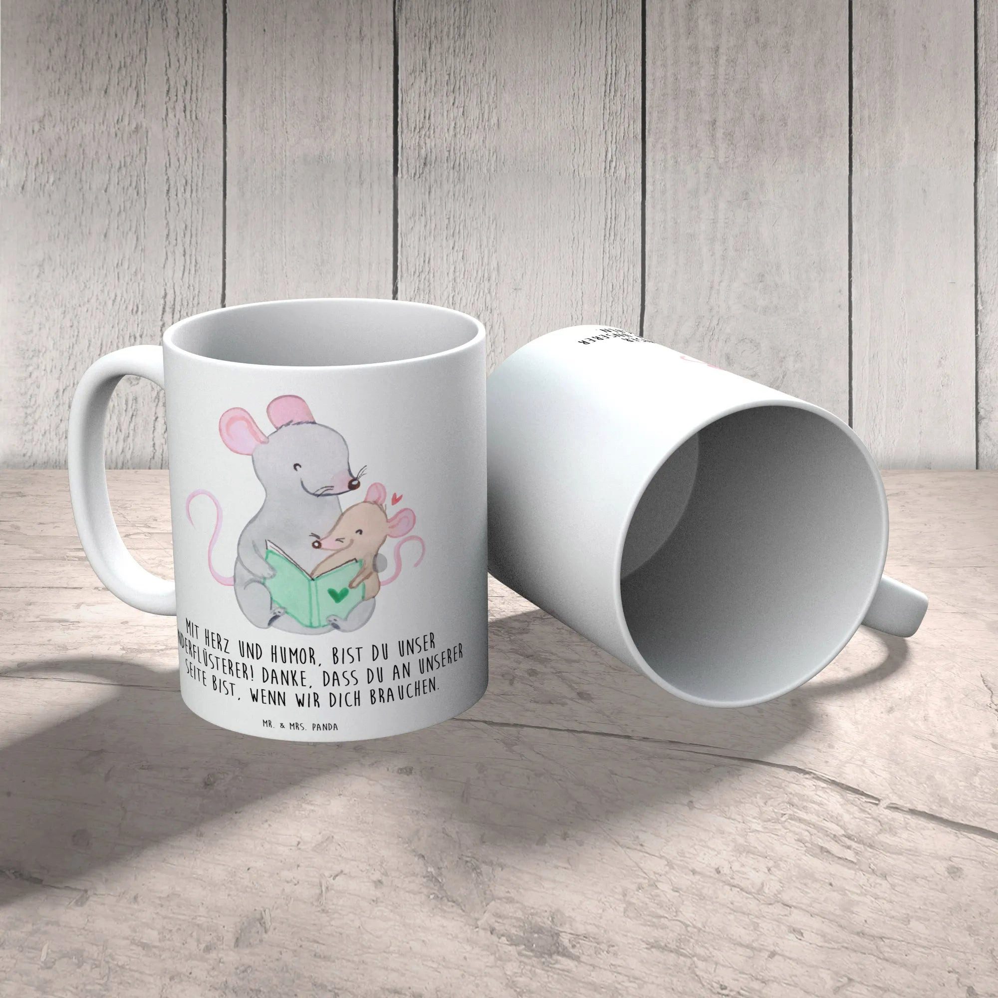 Mr. & Mrs. Panda Tasse Baby-Sitter Engelflüsterer - Weiß - Geschenk, Kinderbetreuung, Fürsor, 1-tlg., Keramik, Emotionale Designs