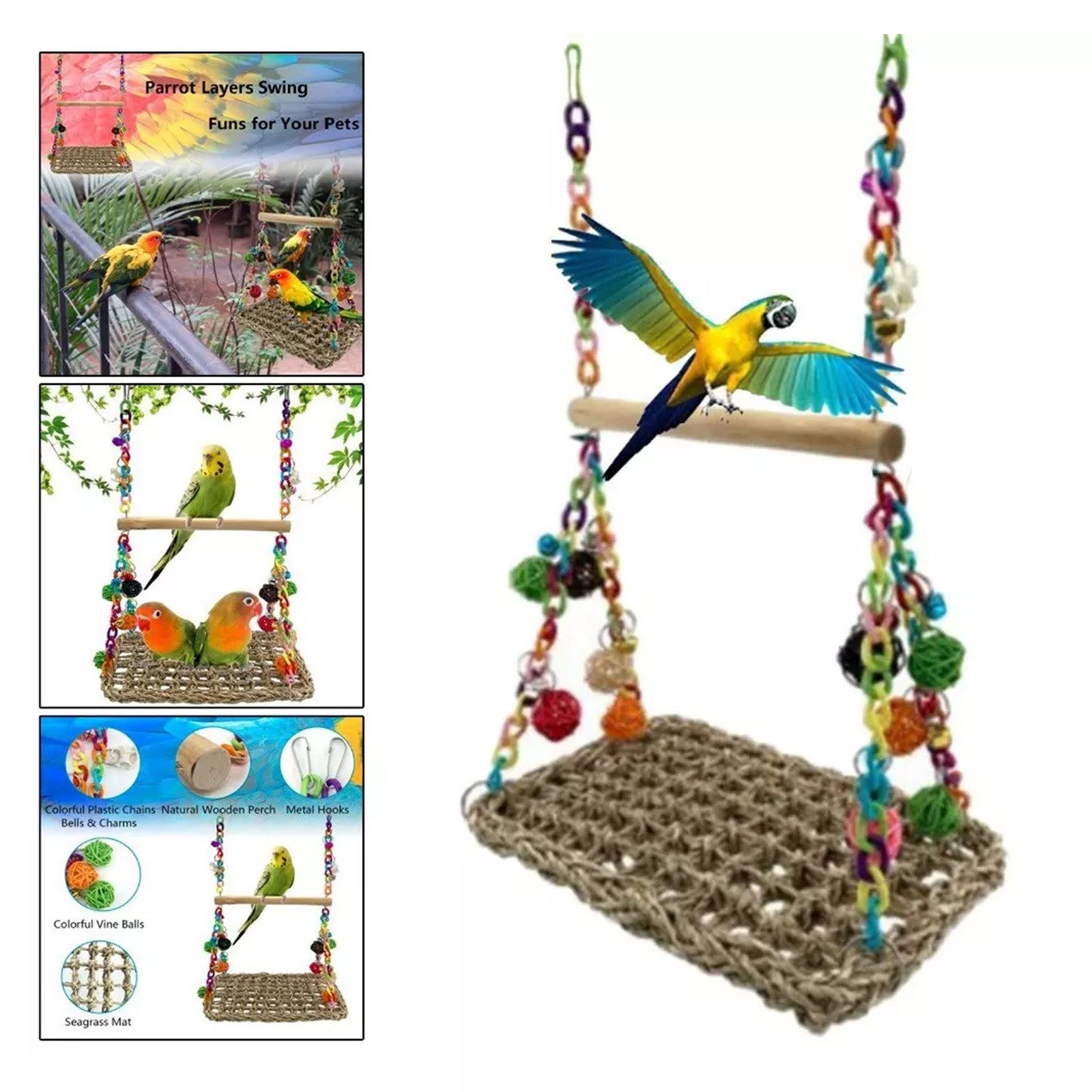 MODFU Vogelspielplatz Vogelkäfig Kletterschaukel Papageien-Schaukel, Traini günstig online kaufen