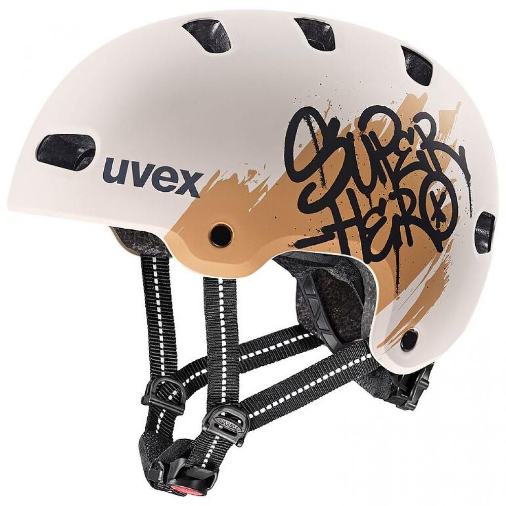 Uvex Kinderfahrradhelm uvex kid 4 style super hero warm grey matt, 51-55