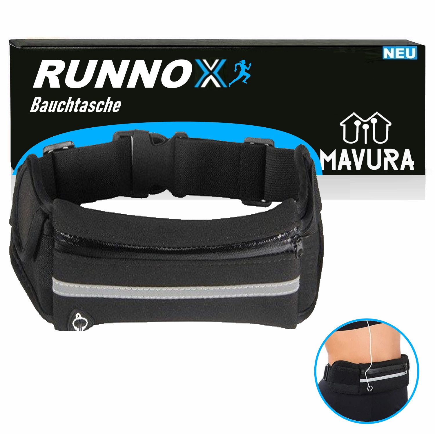 MAVURA Gürteltasche RUNNOX Lauftasche Bauchtasche Sport Fitness Laufen Jogging Handytasche, Hüfttasche Bauchtasche Sporttasche Wasserdicht Gürtel Bauch Tasche