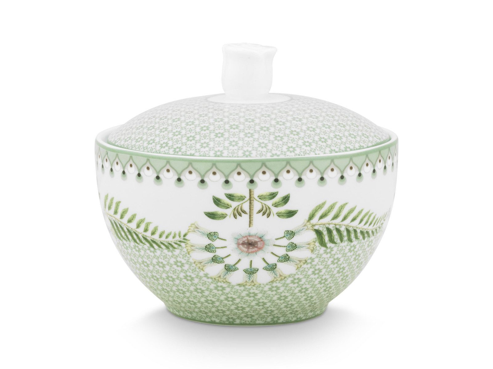 PiP Studio Zuckerdose Lily&Lotus Tiles Light Green Zuckerdose 300ml, Porzellan