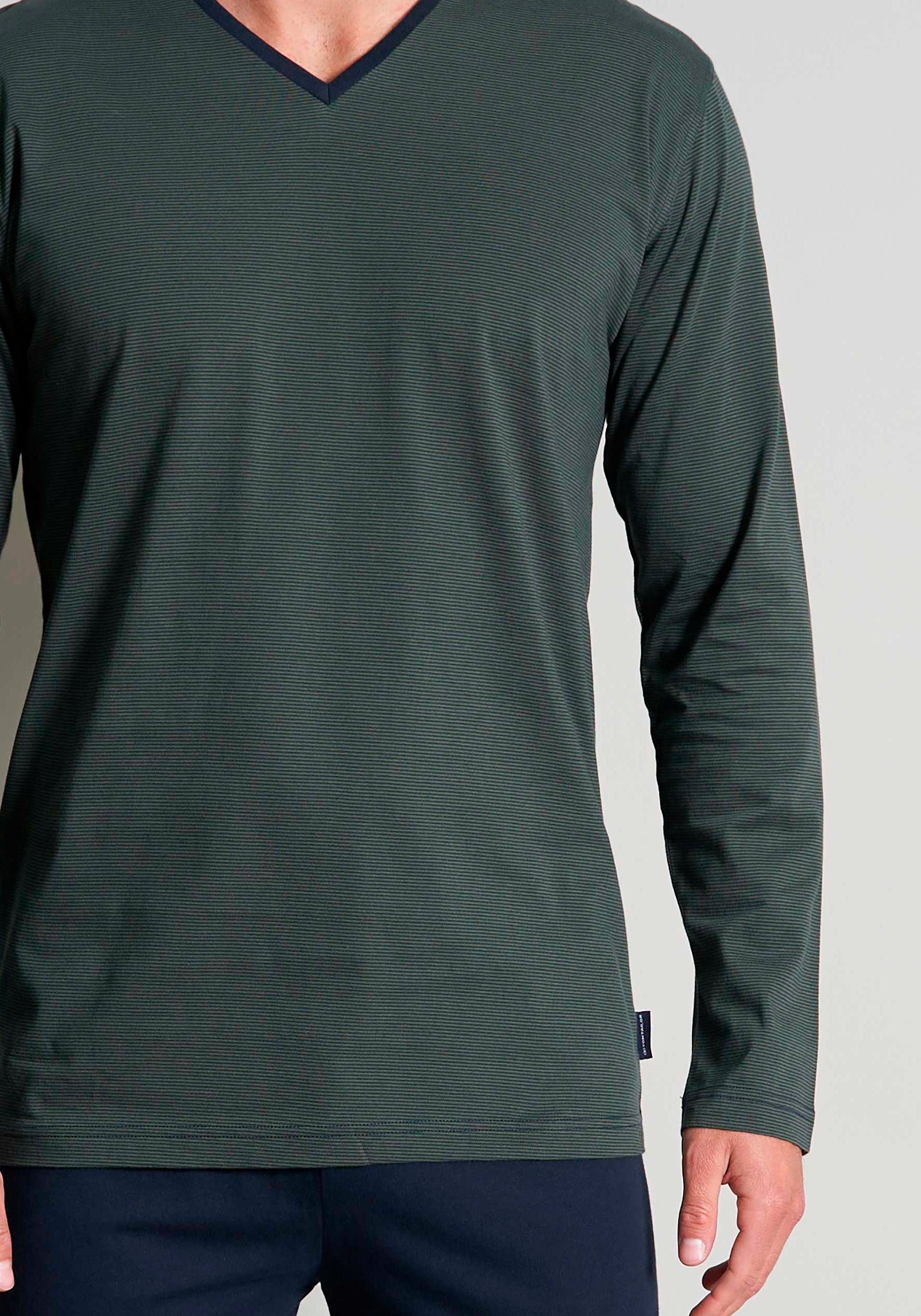 TOM TAILOR Pyjama Nevada (2 tlg) Streifendesign, Langarm, V-Ausschnitt, lange Hose, atmungsaktiv