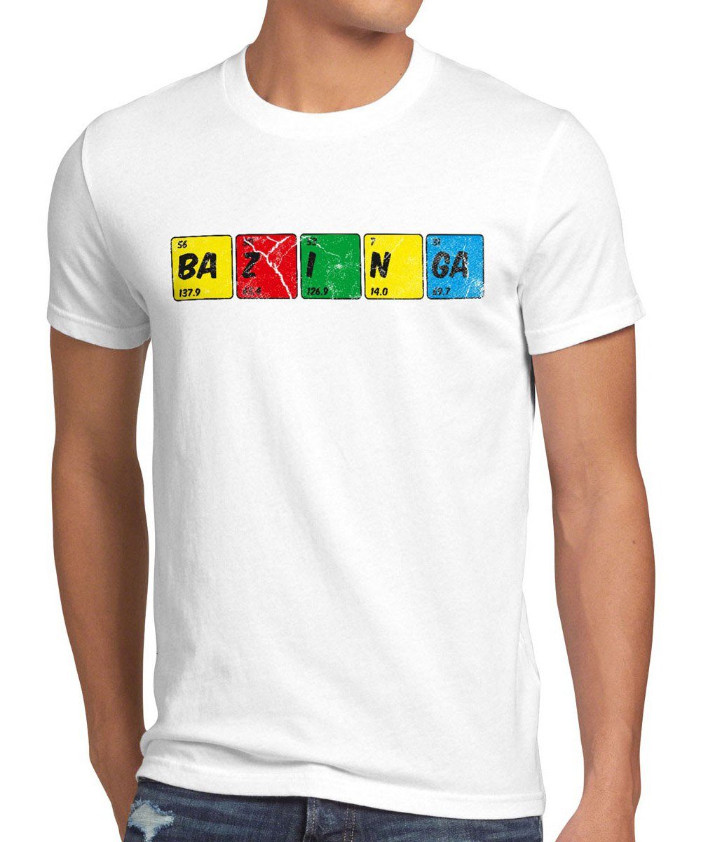 style3 Print-Shirt Herren T-Shirt Sheldon Periodensystem chemie theory cooper bazinga big bang tbbt weiß