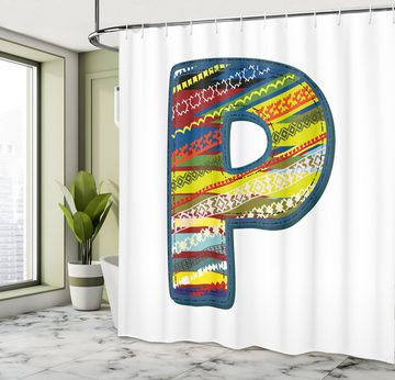 Abakuhaus Duschvorhang Moderner Digitaldruck mit 12 Haken auf Stoff Wasser Resistent Breite 175 cm, Höhe 180 cm, Buchstabe P Boho Art-Baby-Theme