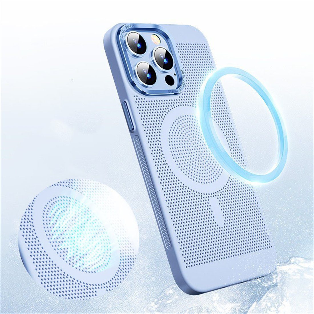 DÖRÖY Handytasche Handy-Hüllen iPhone Saughülle Für blau Plus,Wärmeschutzhülle,Magnetische 14