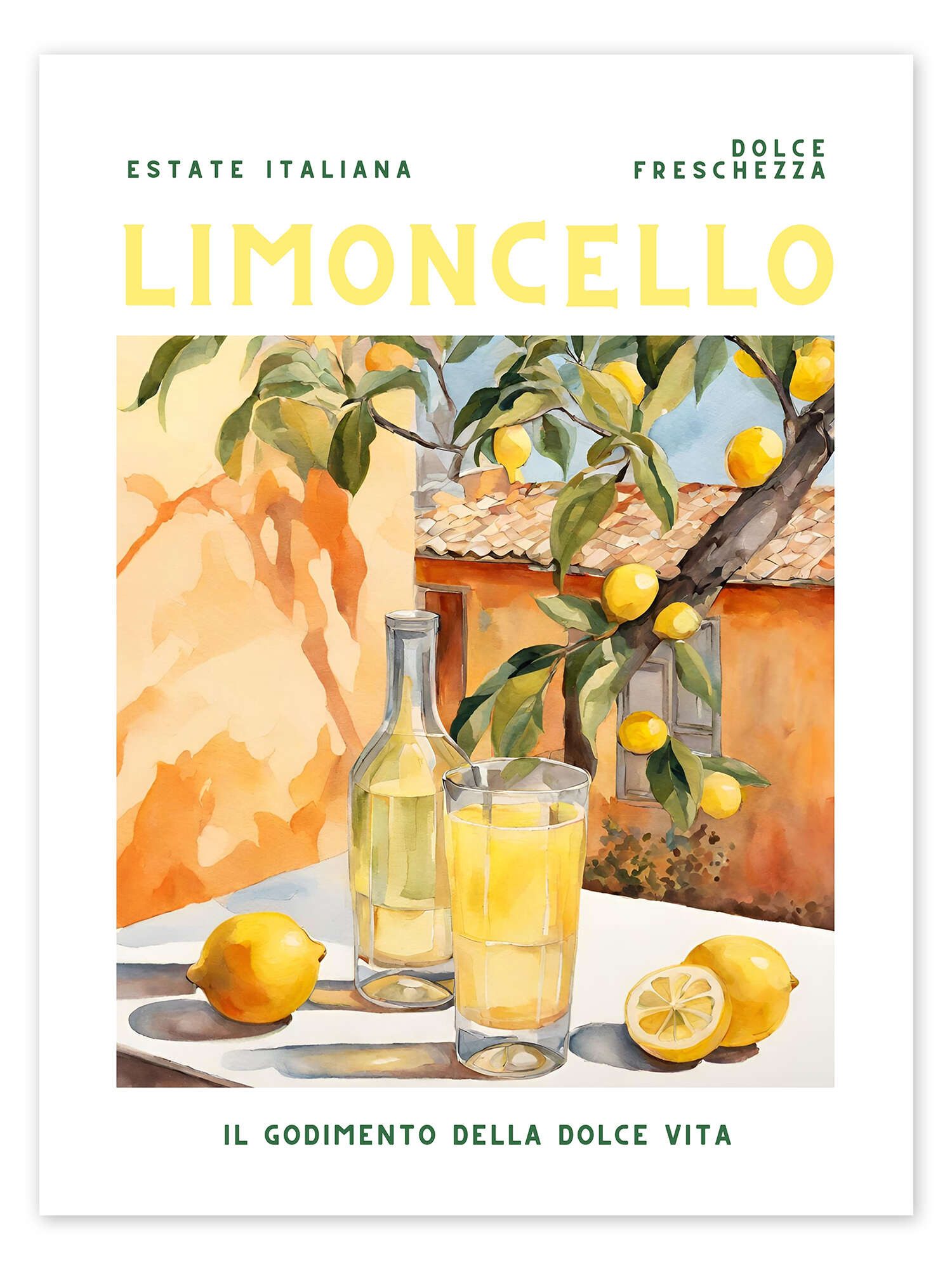 Posterlounge Poster Ohkimiko, Estate Italiana - Limoncello, Küche Modern Illustration