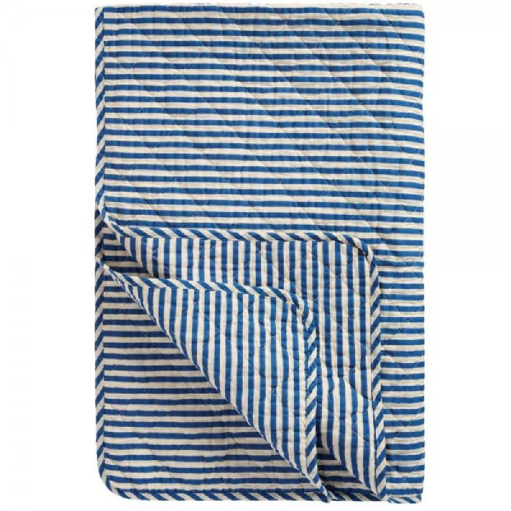 Wohndecke Ib Laursen Quilt Decke Tagesdecke Blau Gestreift, Ib Laursen