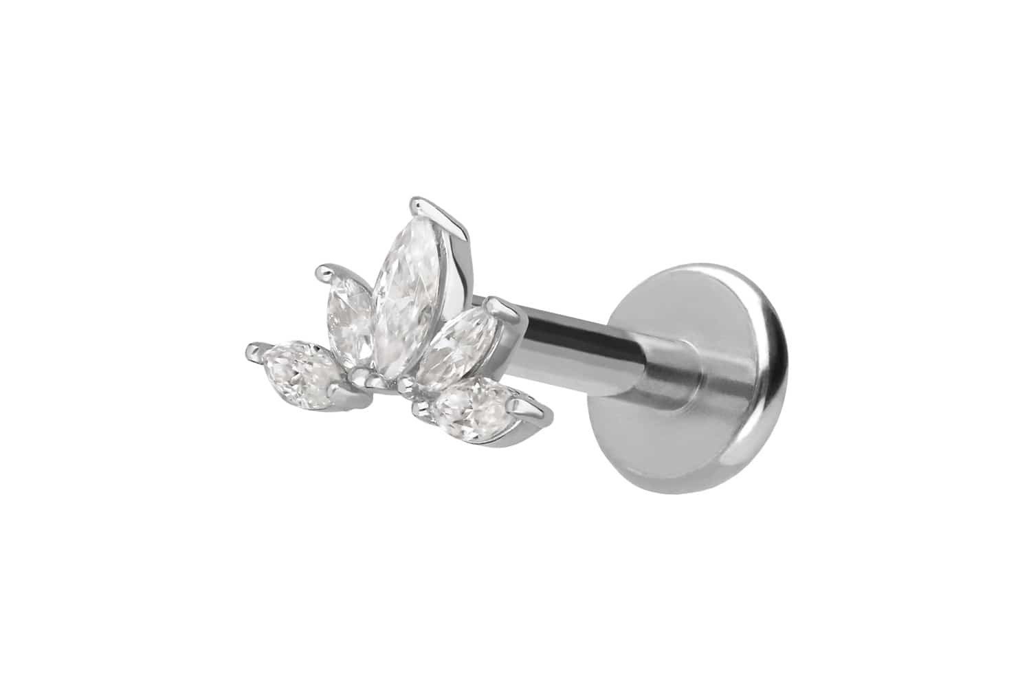 PIERCINGLINE Piercing-Set Titan Labret mit Innengewinde + 925er Silber Aufsatz (Labrets, 1-tlg)
