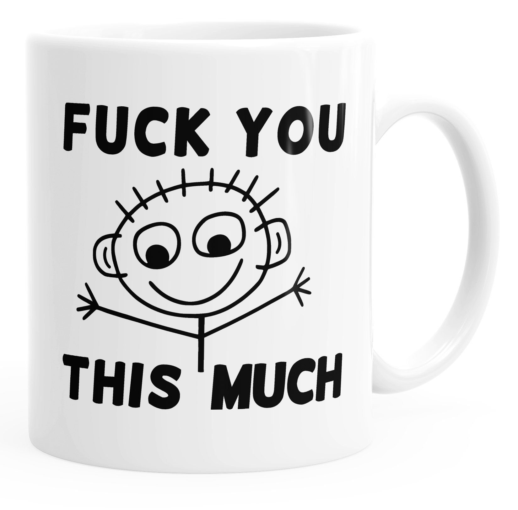 MoonWorks Tasse Kaffee-Tasse Fuck you this much Fun-Tasse Teetasse Keramiktasse MoonWorks®, Keramik