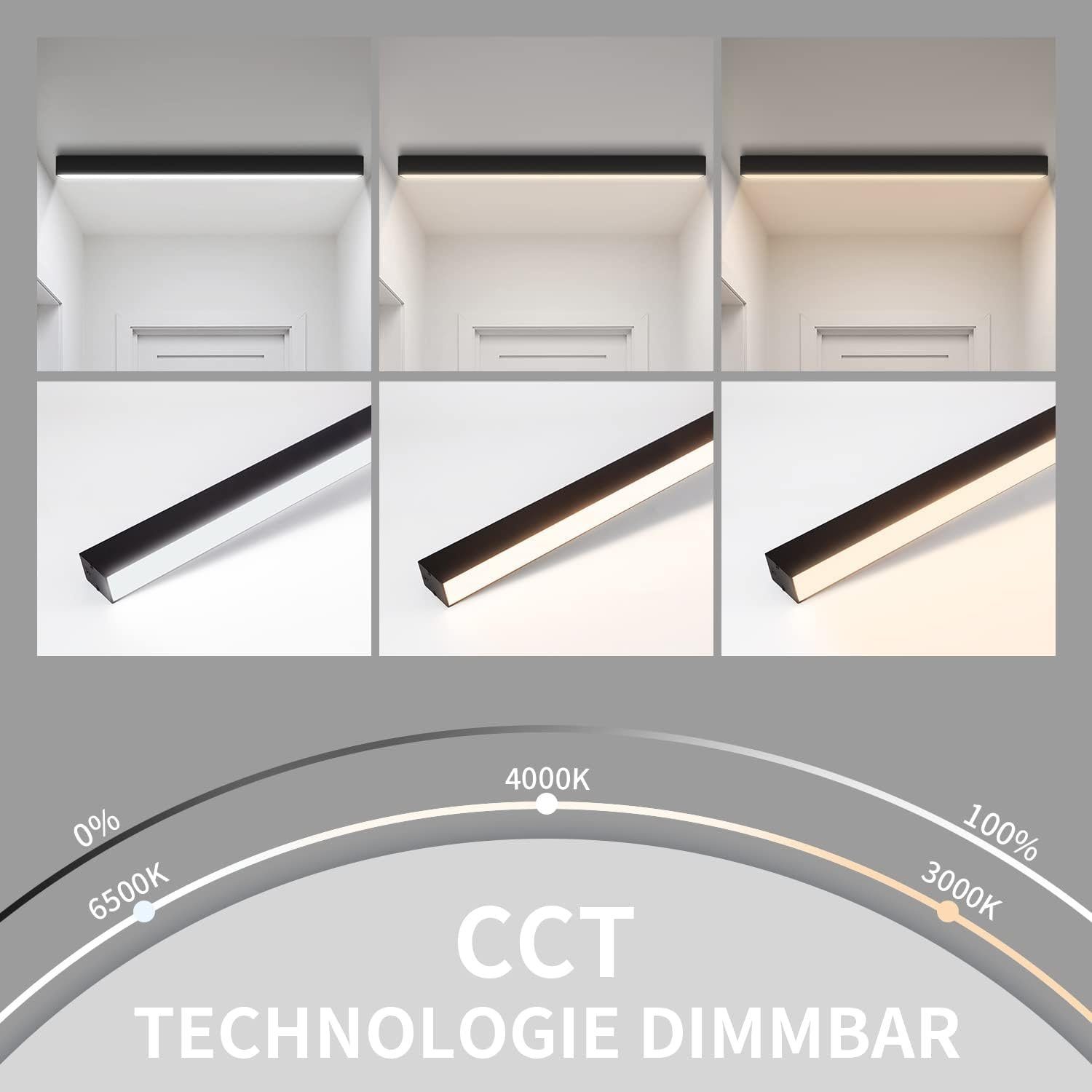 ZMH Deckenleuchten Wohnzimmer Modern Dimmbar Bürolampe Decke Mit Fernbedienung, LED fest integriert, LED fest integriert – Bild 2 von 5