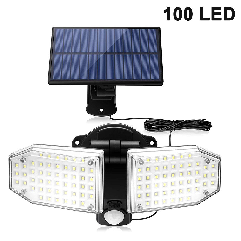 GelldG LED Solarleuchte Solarlampen für Außen 20W, 100 LED Solarleuchten mit Bewegungsmelder