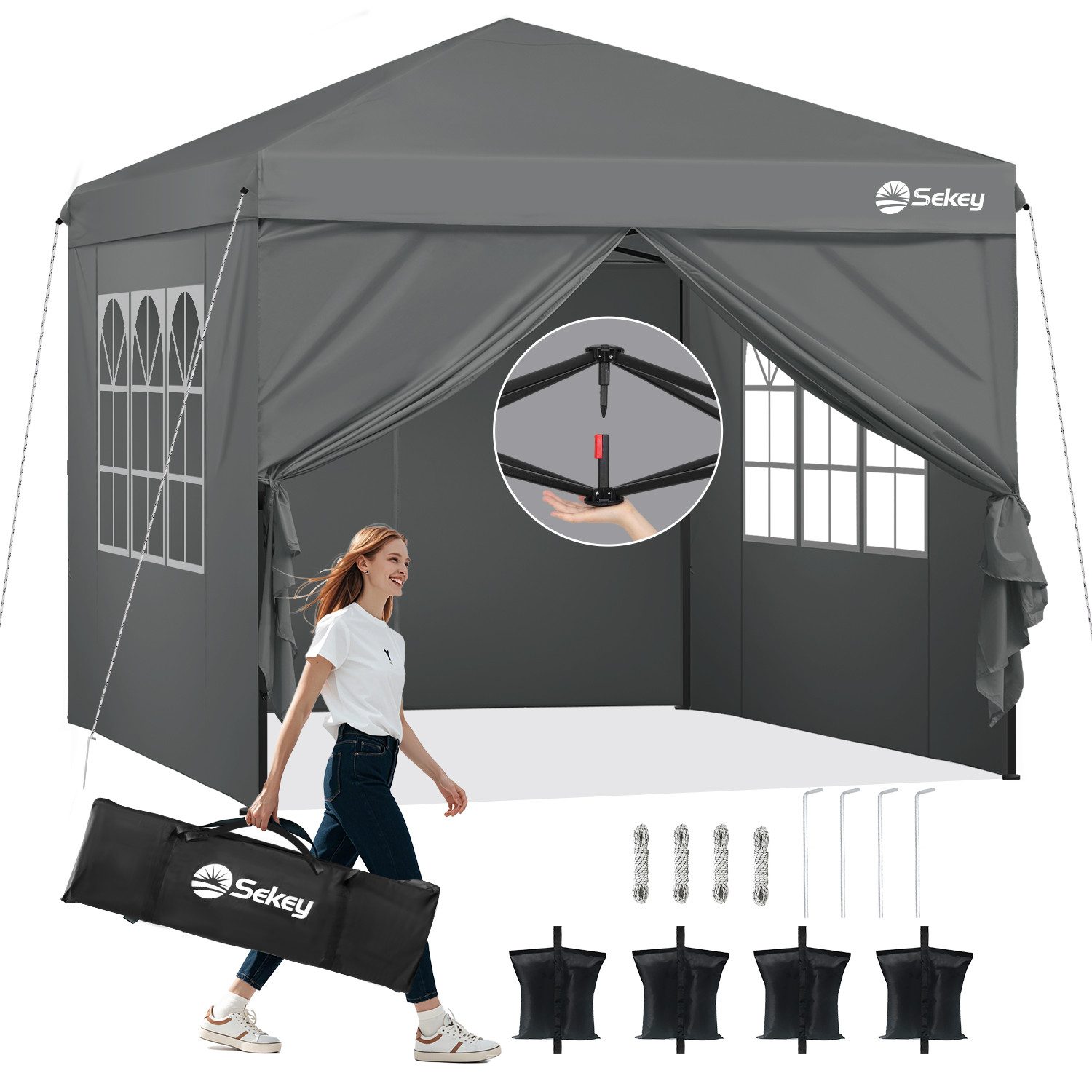 Sekey Faltpavillon 3x3 m Gartenpavillon mit günstig online kaufen