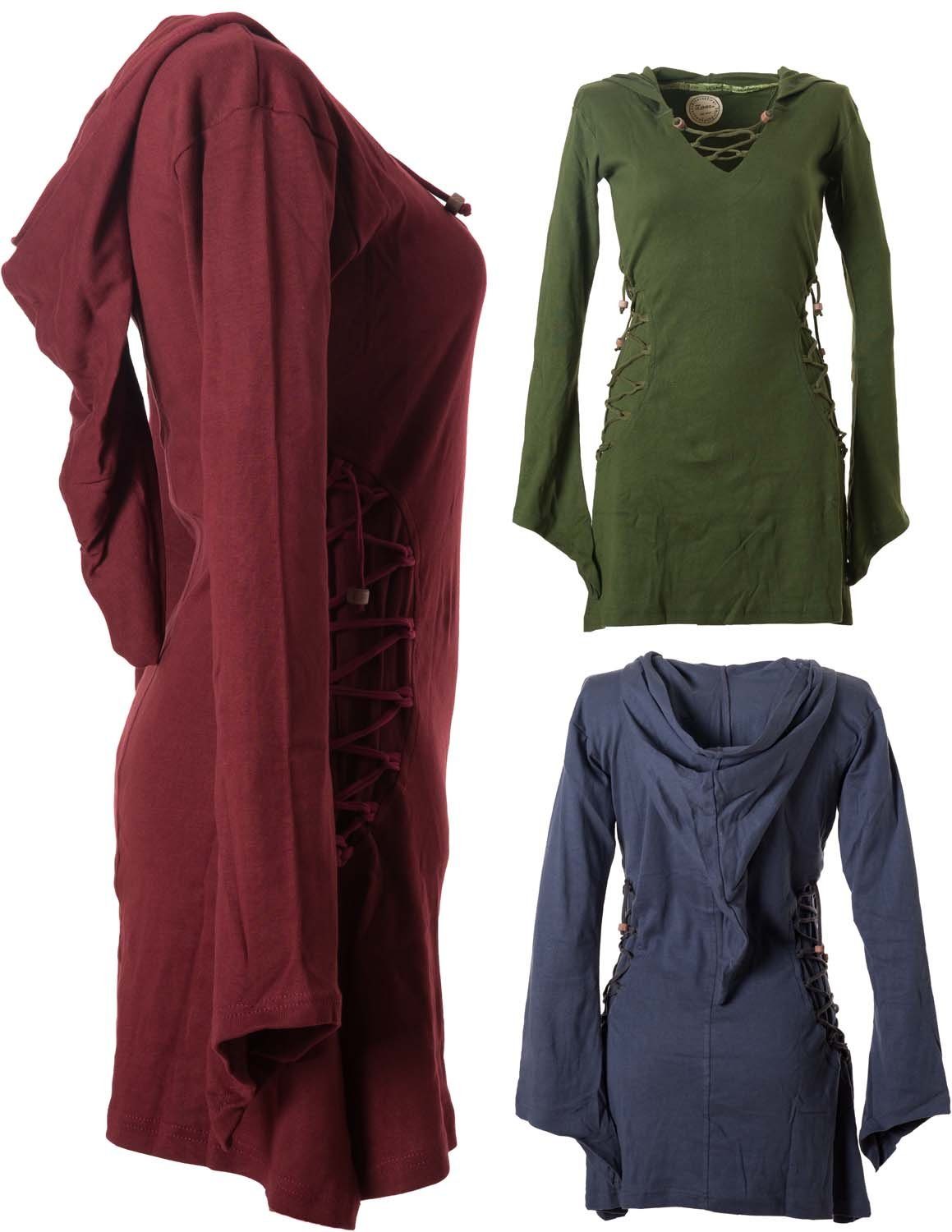 Vishes Zipfelkleid Elfenkleid mit Zipfelkapuze Bändern zum Schnüren Ethno, günstig online kaufen