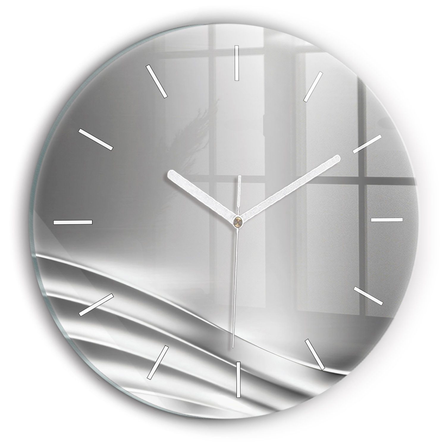 Tulup Wanduhr Runde Glasuhr Silberne Abstraktion günstig online kaufen