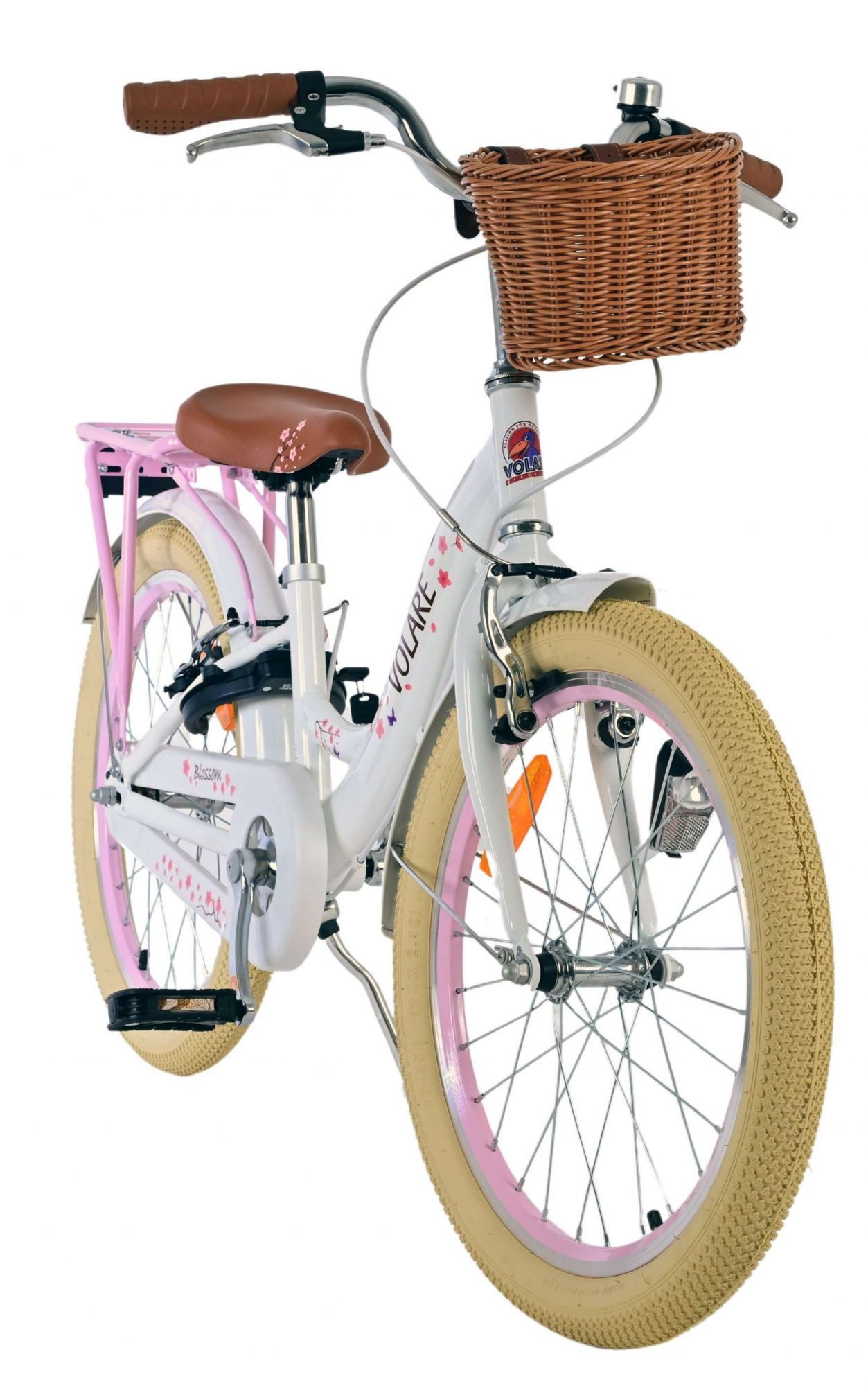 Volare Kinderfahrrad Volare Blossom Kinderfahrrad für Mädchen - 20 Zoll – Weiß, Korb für kleine Gegenstände, geschlossener Kettenschutz