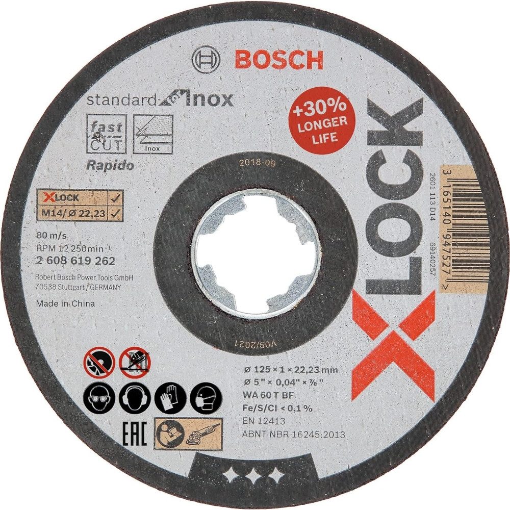 BOSCH Trennscheibe X-LOCK Standard for Inox 125 x 1 mm - Trennscheibe - grau