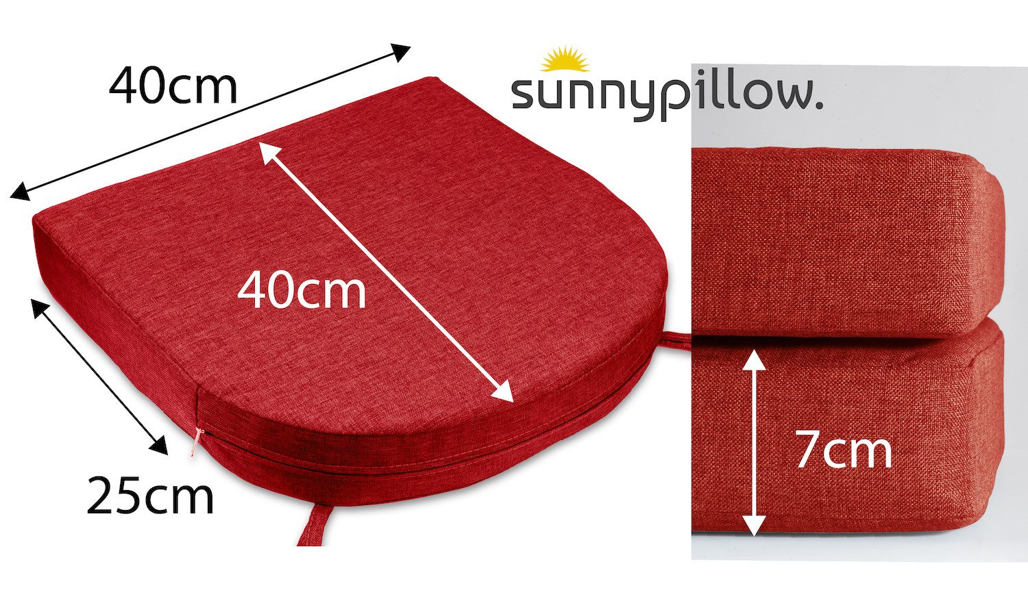 sunnypillow Stuhlkissen 2er Set Stuhlkissen 40 x 40 cm, zylindrische Form, "HAVANA", Rot