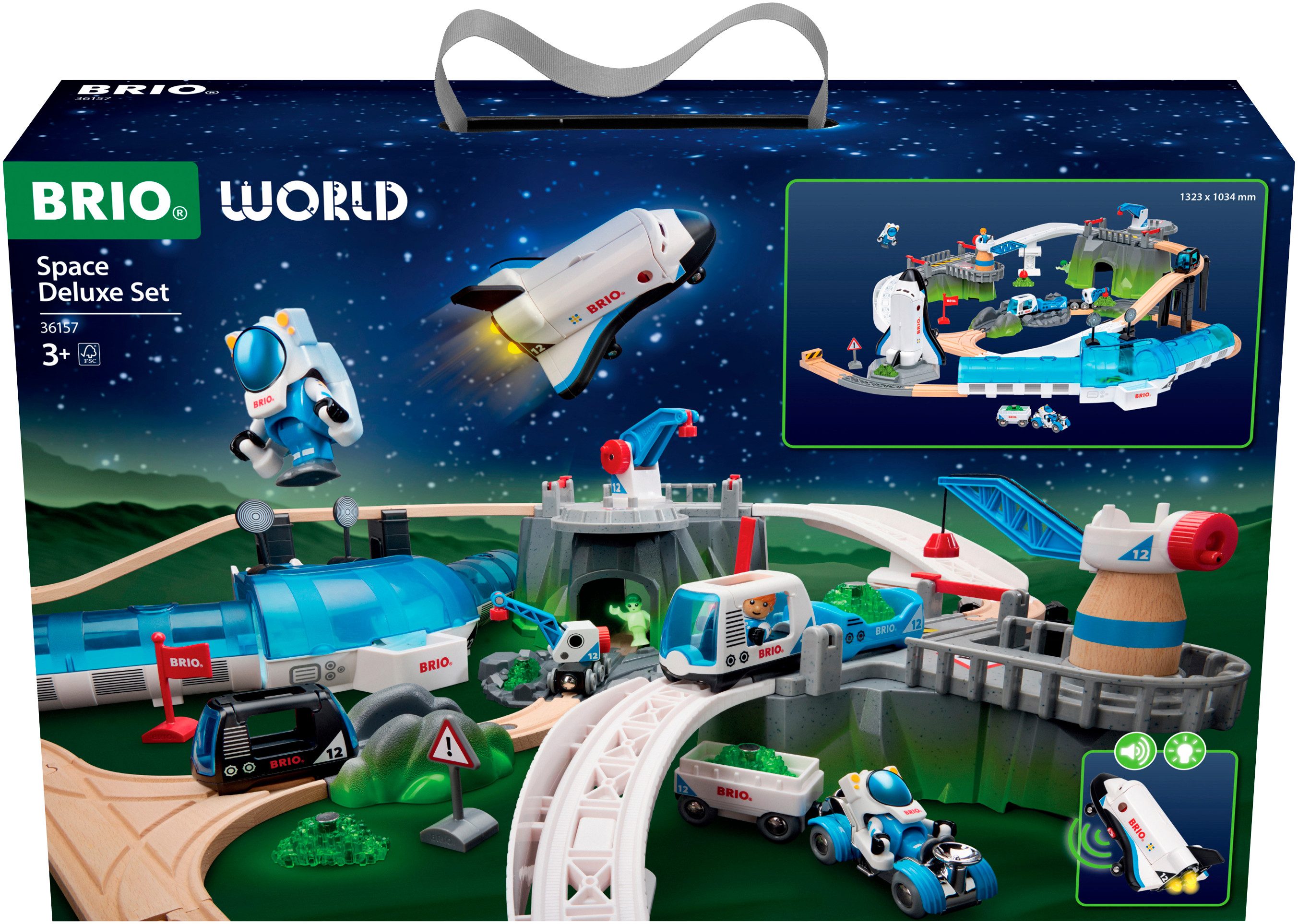 BRIO® Spielwelt BRIO® WORLD, Weltraum Deluxe Zugset (36157), (Set, 56-tlg), mit Licht und Sound