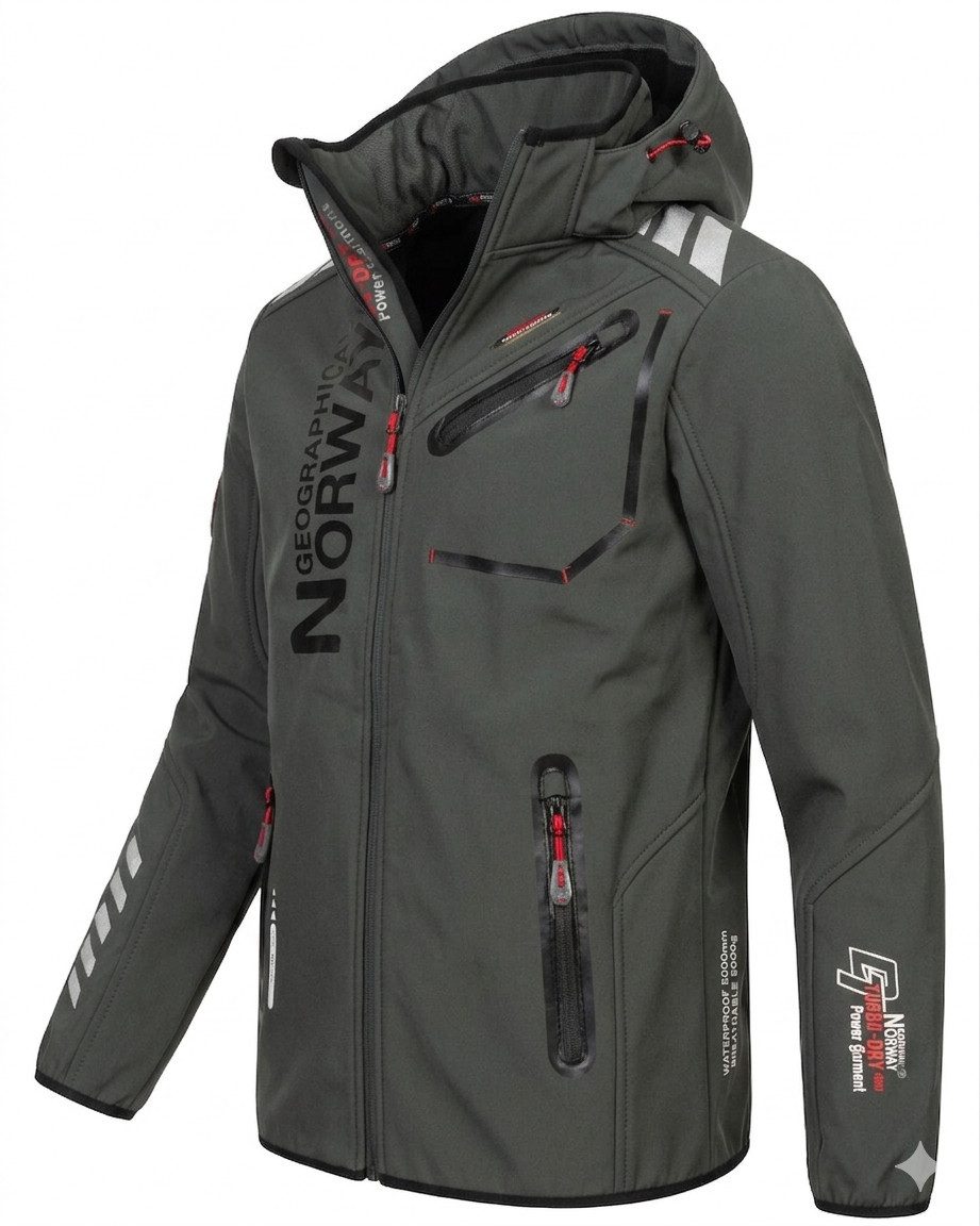 Geographical Norway Softshelljacke Herren Herbst Winter Jacke Softshell Outdoor Übergangsjacke (Packung, 1-St) Mit Kaputze S Bis 7XL