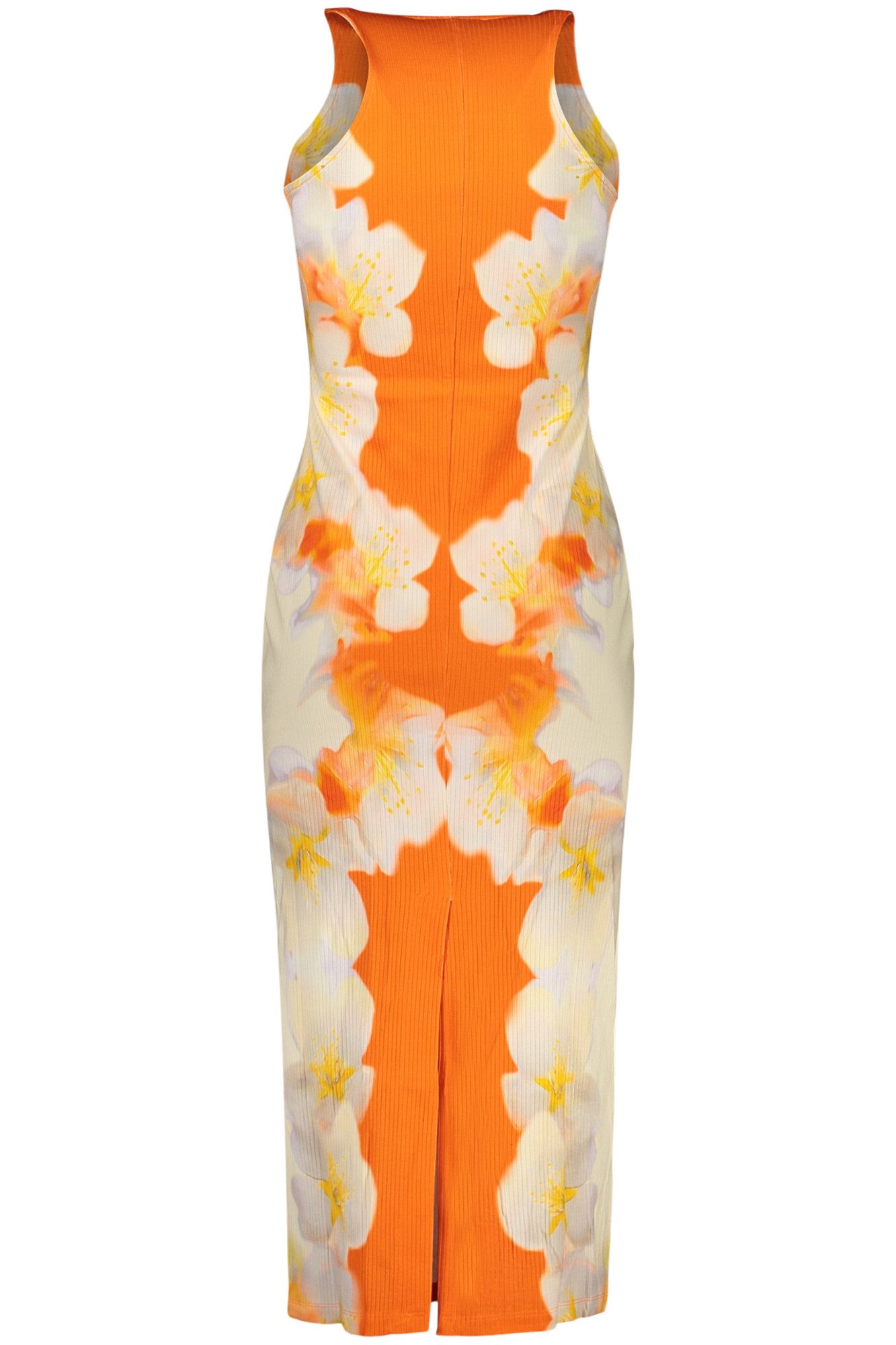 Desigual Partykleid Langes Damenkleid in Orange mit Kontrastdetails und Druckdesign