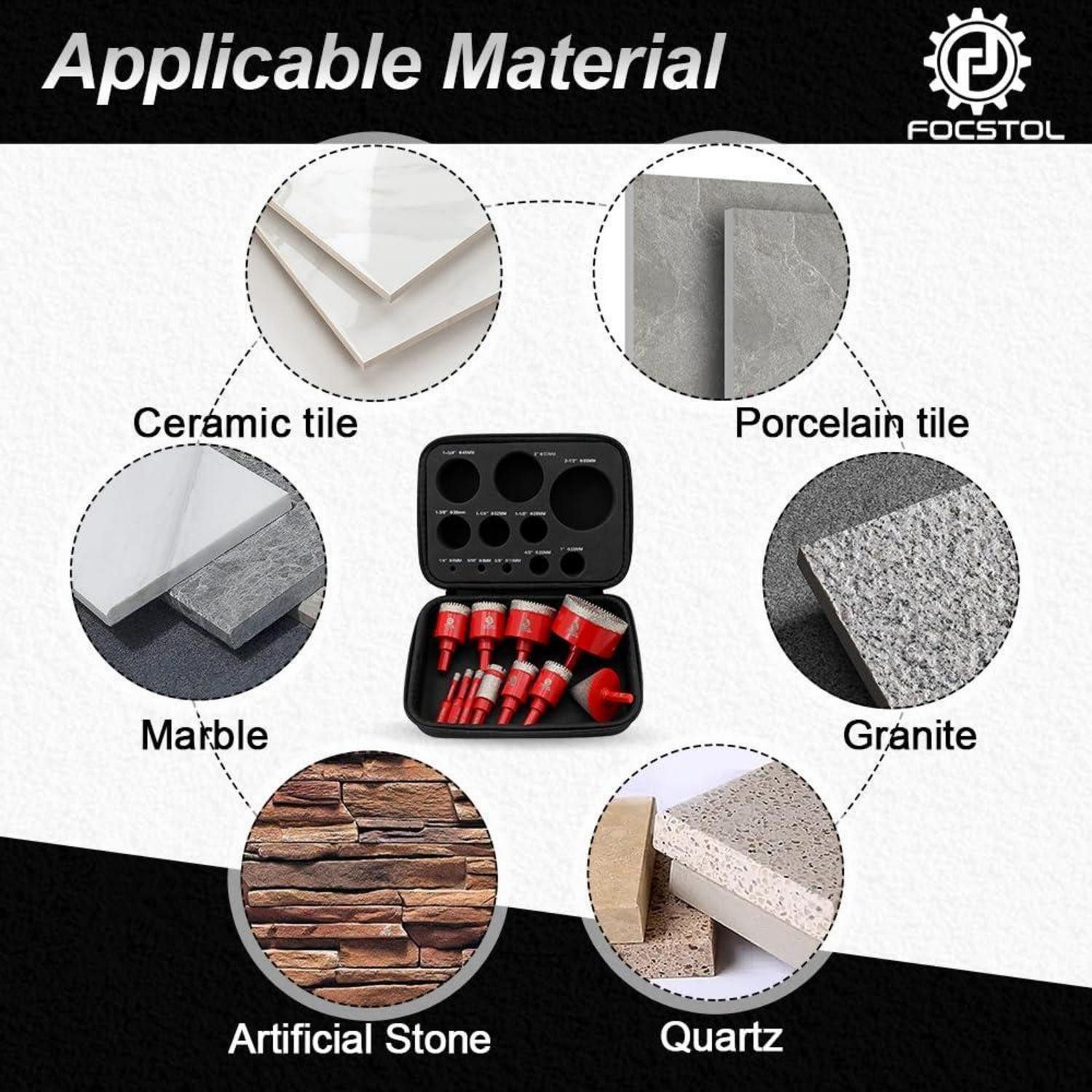 LuxusKollektion Fliesenbohrer Fliesenbohrer Diamant 11 Porzellan Keramik Marmor Granit KIT4(Dreieck)