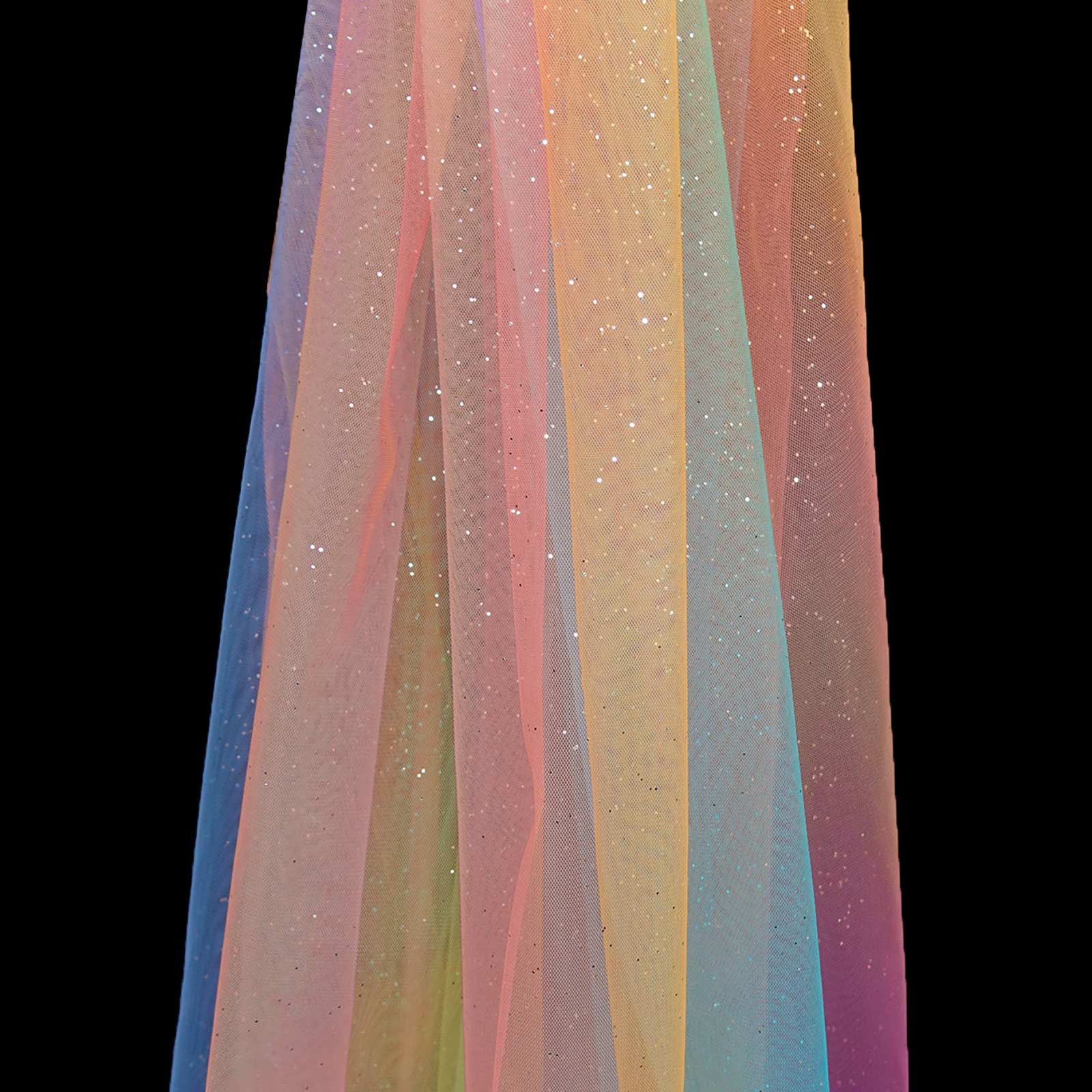 maDDma Stoff Soft-Tüll Regenbogen mit Glitzer Kostümstoff Feintüll ab 1x1,5 m, Regenbogen 3