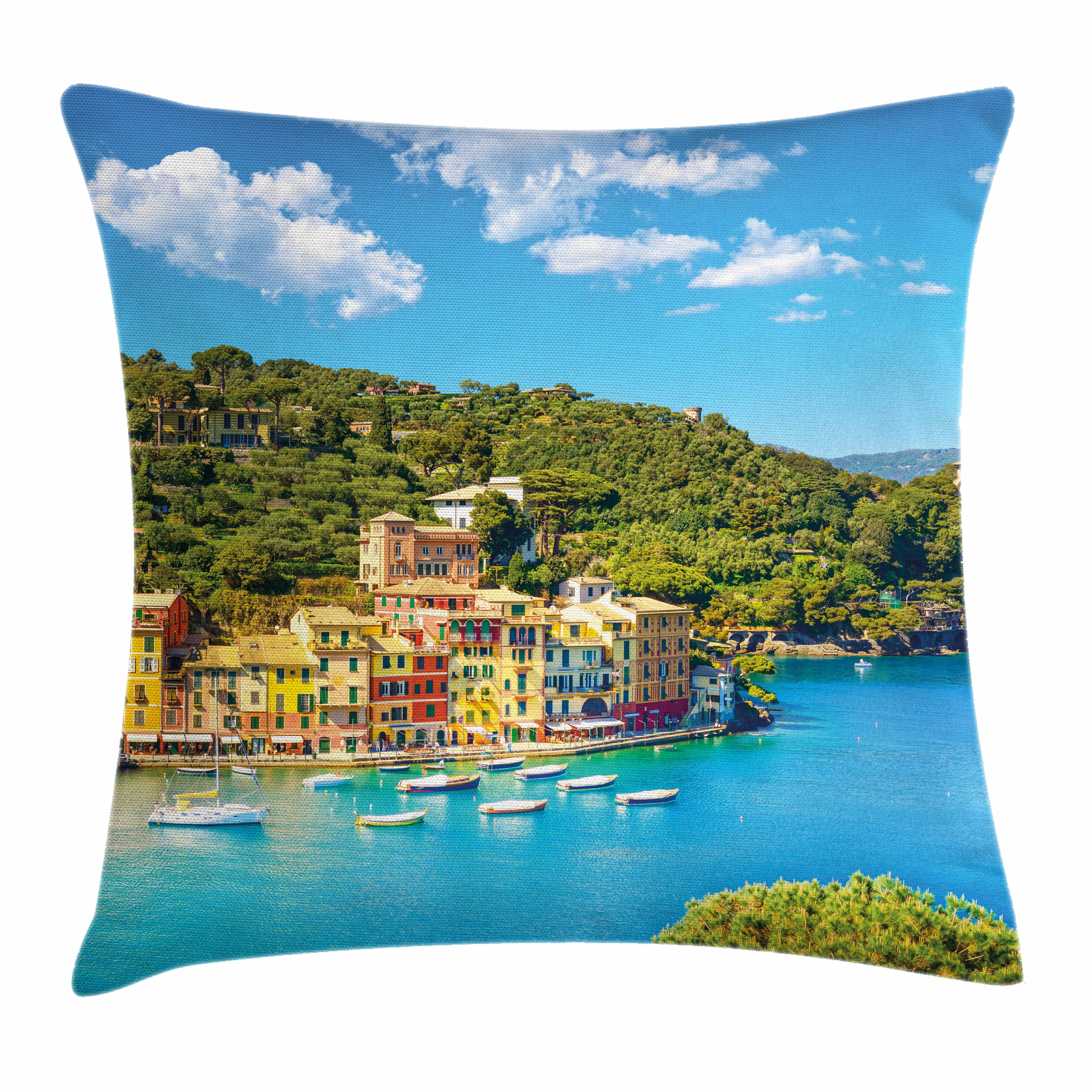 Waschbar Beidseitiger Abakuhaus Panoramablick Farbfesten Klaren Kissenhülle Farben Reißverschluss Portofino mit mit Druck, (1 Kissenbezüge Stück), Italien