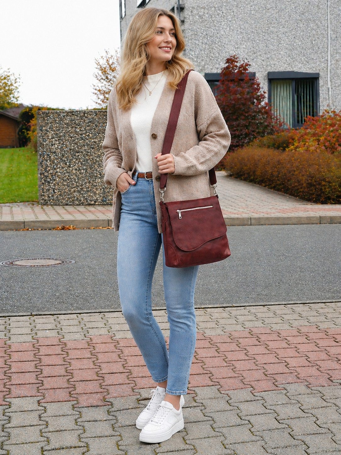 J JONES JENNIFER JONES Schultertasche Praktische Damen Umhängetasche mit vielen Fächern – ideal für Alltag, Hauptfach + Innen- & Außenfächer