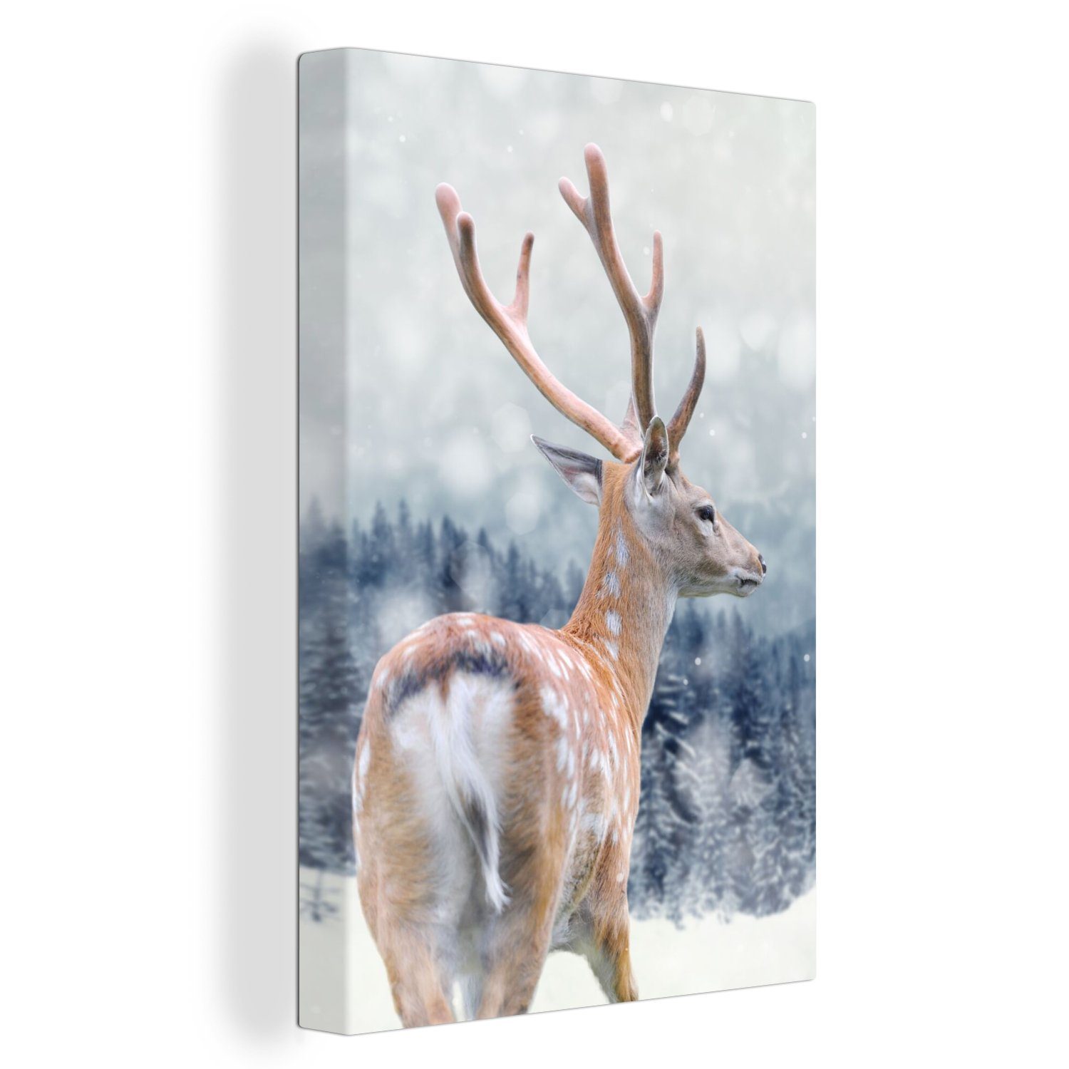OneMillionCanvasses® Leinwandbild Winter - Hirsche - Tiere, Fotodruck (1 St günstig online kaufen