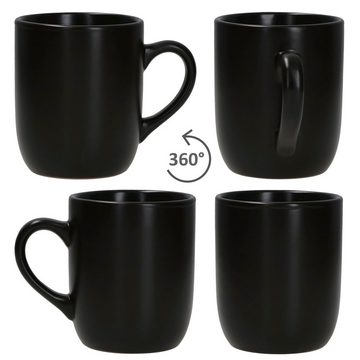 MamboCat Becher 6x Panther Kaffeebecher 340ml H10,3cm schwarz Steingut-Tassen, Steingut