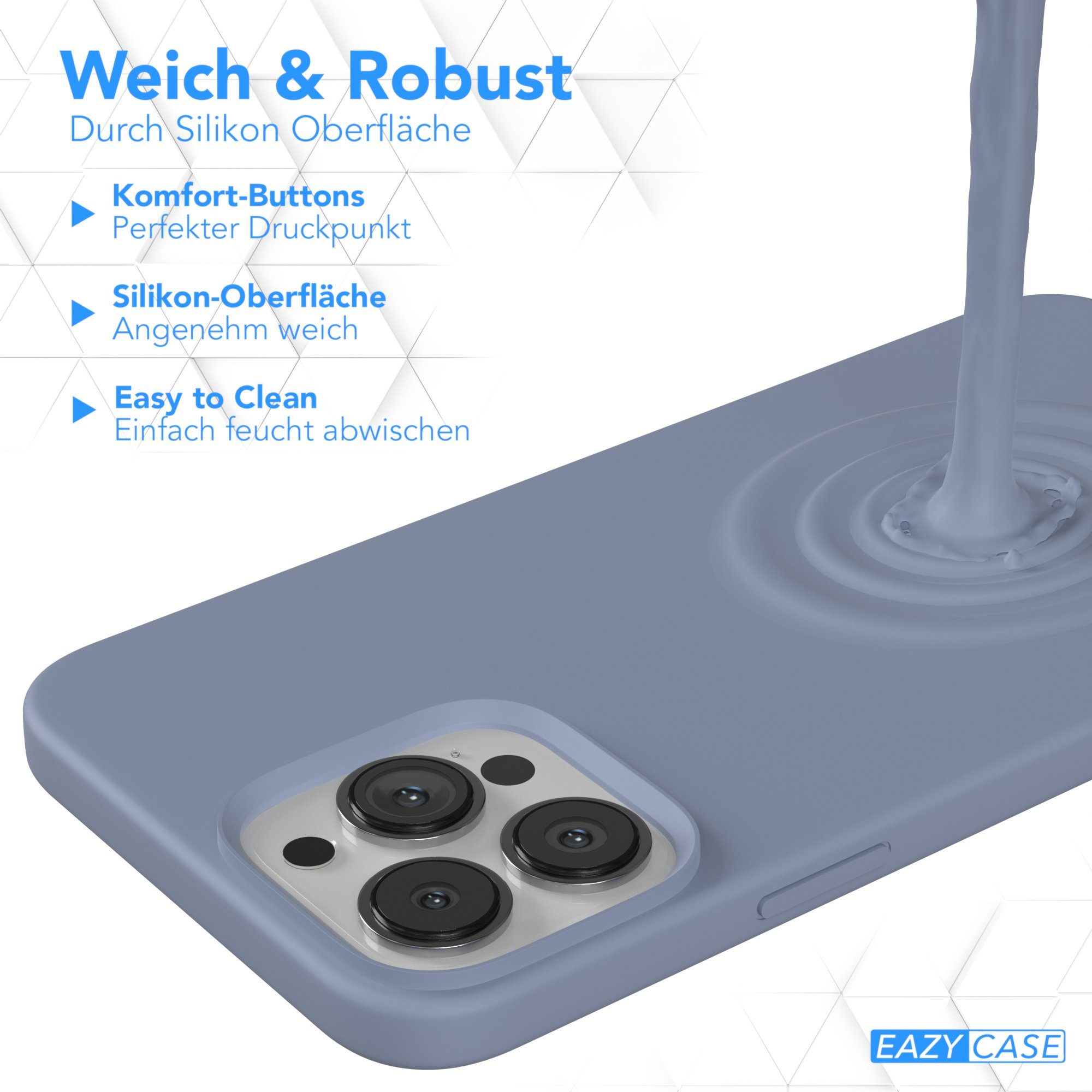 EAZY CASE Handyhülle Premium Silikon Case für Apple iPhone 13 Pro Max 6,7 Zoll, Hülle mit Kameraschutz Bumper Case stoßfest Handy Softcase Eis Blau – Bild 4 von 5
