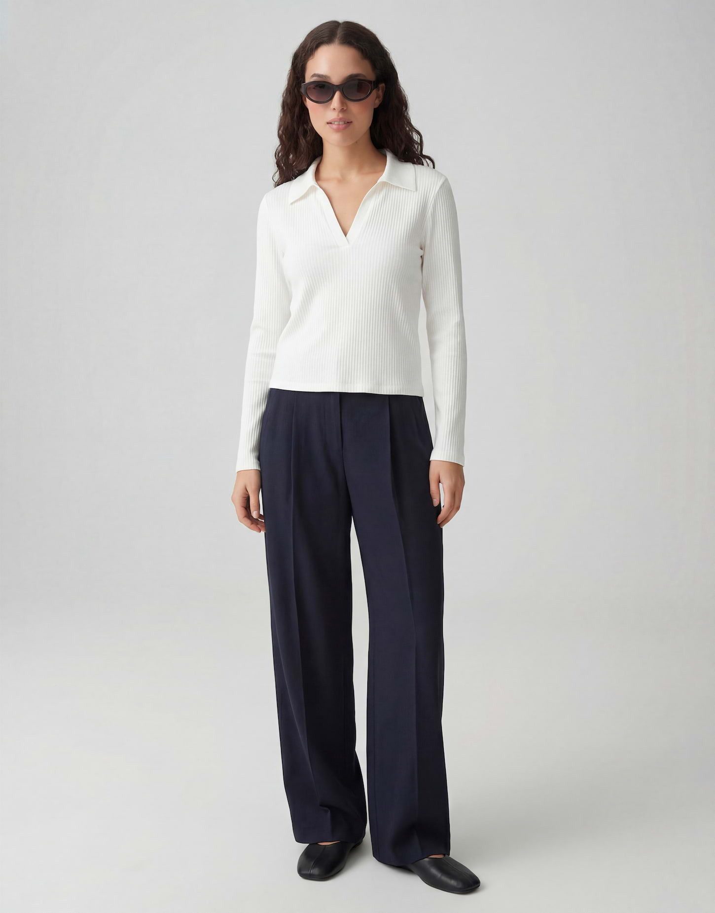 OPUS PANTS Anzughose MOIRA BLOOM aus weichem Woll Mix Weicher Mélange-Look für urbane Styles