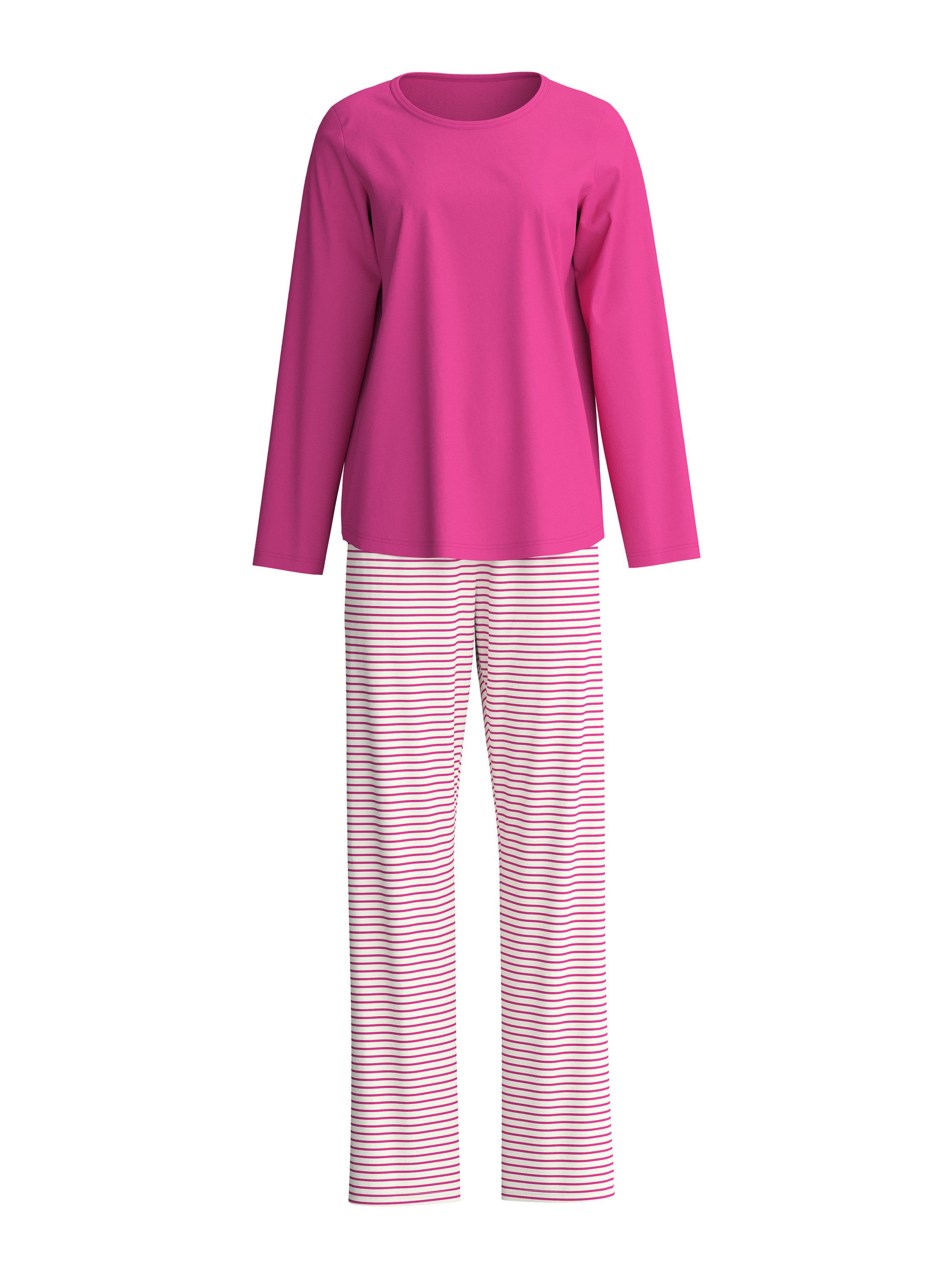 CALIDA Pyjama Cotton Special Damen (2 tlg) weich, locker geschnitten mit gestreifter Hose