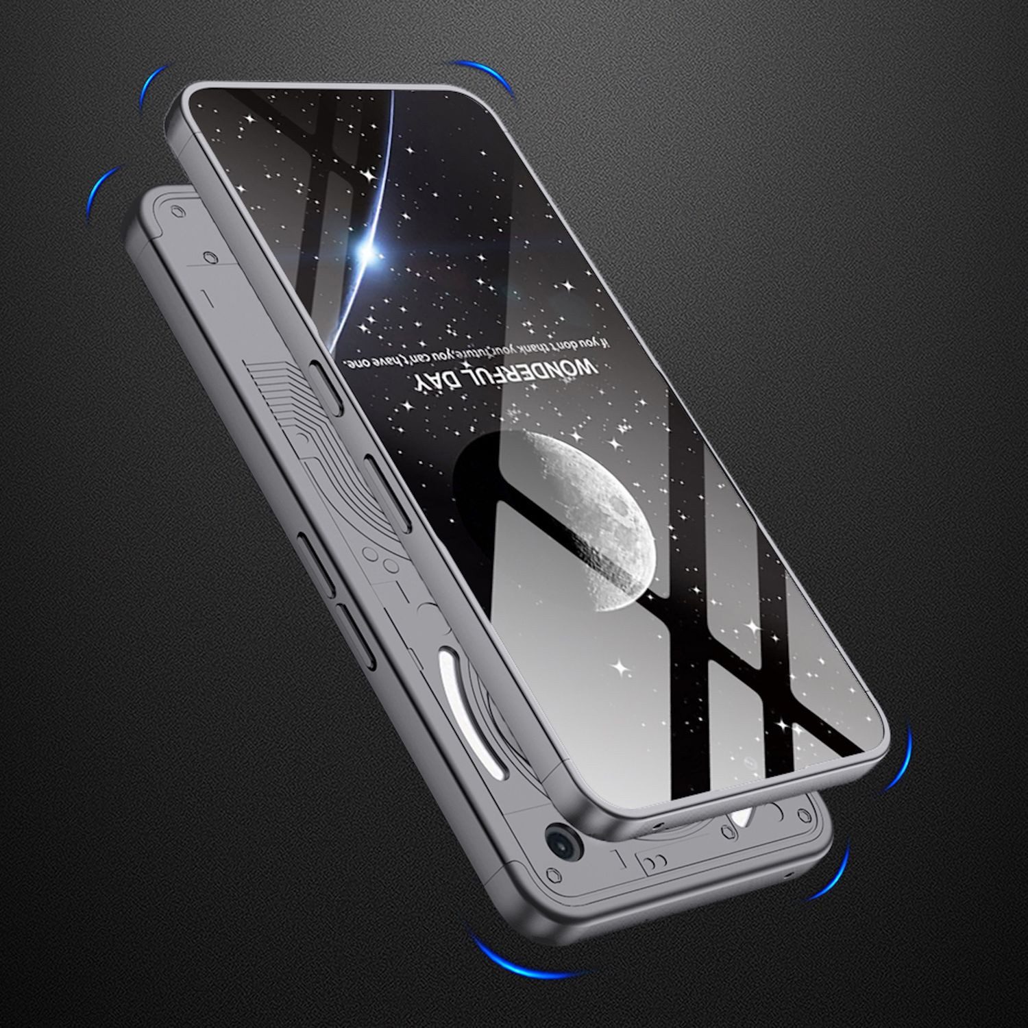 Wigento Handyhülle Für Nothing Phone 3a Design Dreiteilige GKK Rundum Schutz Hülle Grau, GKK Schutzhülle mit dreiteiliger Rundum-Abdeckung