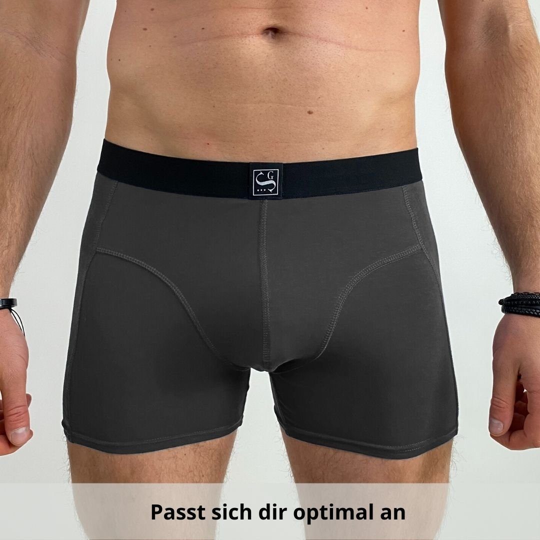 Baumwolle Boxershorts statt für 3-teilig, 3-St) Schnitt 7-teiliger perfekter Herren Premium Unterhosen Sitztgut Jungen aus und grau dank (Set, Sitz